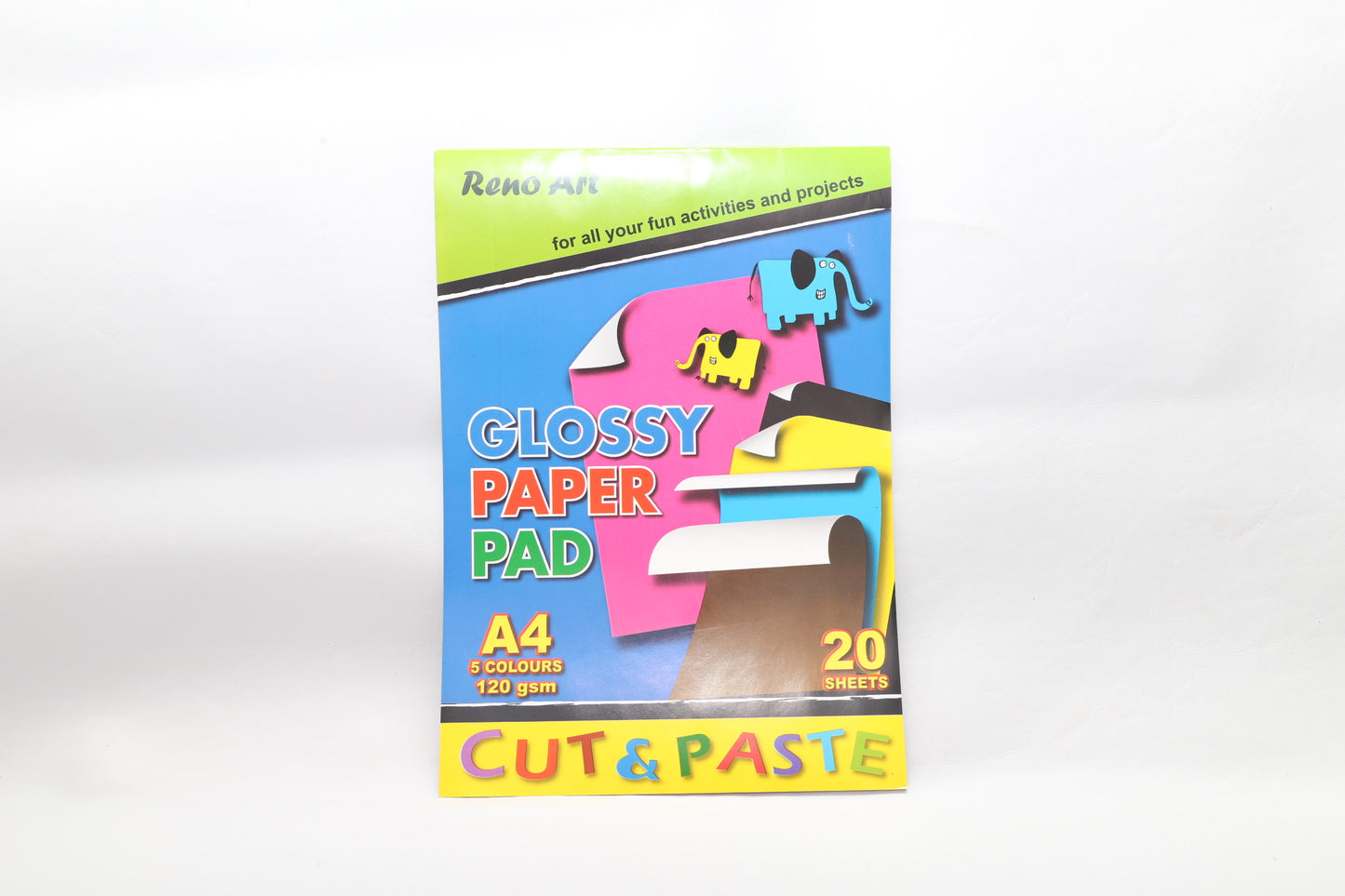 Glossy A4 Paper Pad - 5 colours 20 Sheets - 120gsm