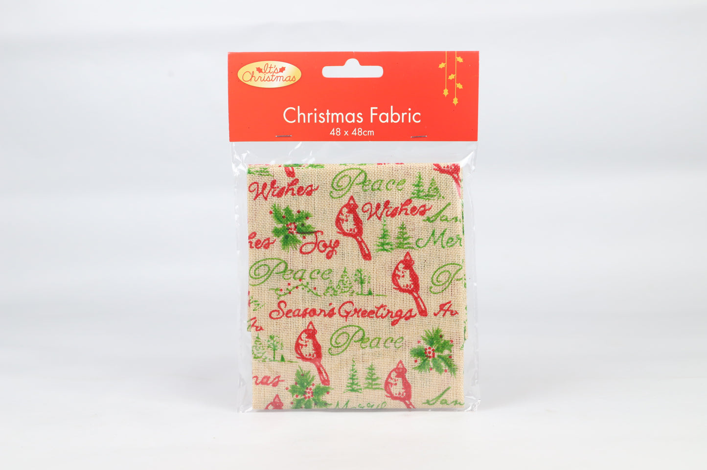 Christmas Fabric - Peace / Seasons Greetings - 48cm x 48cm - One Piece