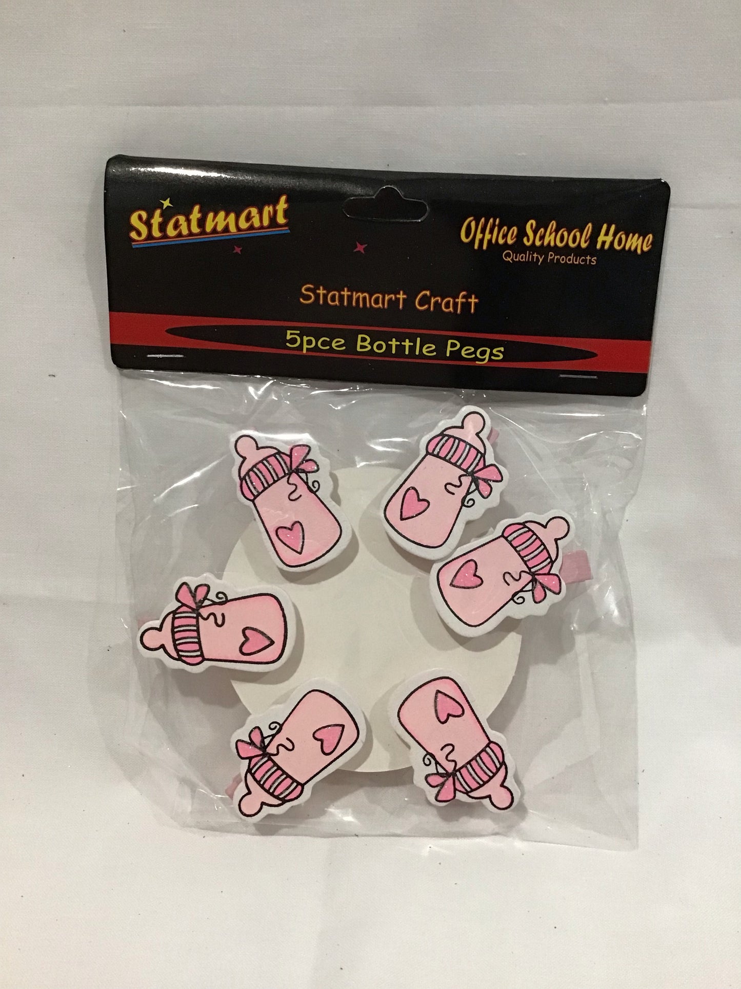 Baby Bottle Pegs - Pink - Gender Reveal - pack of 6