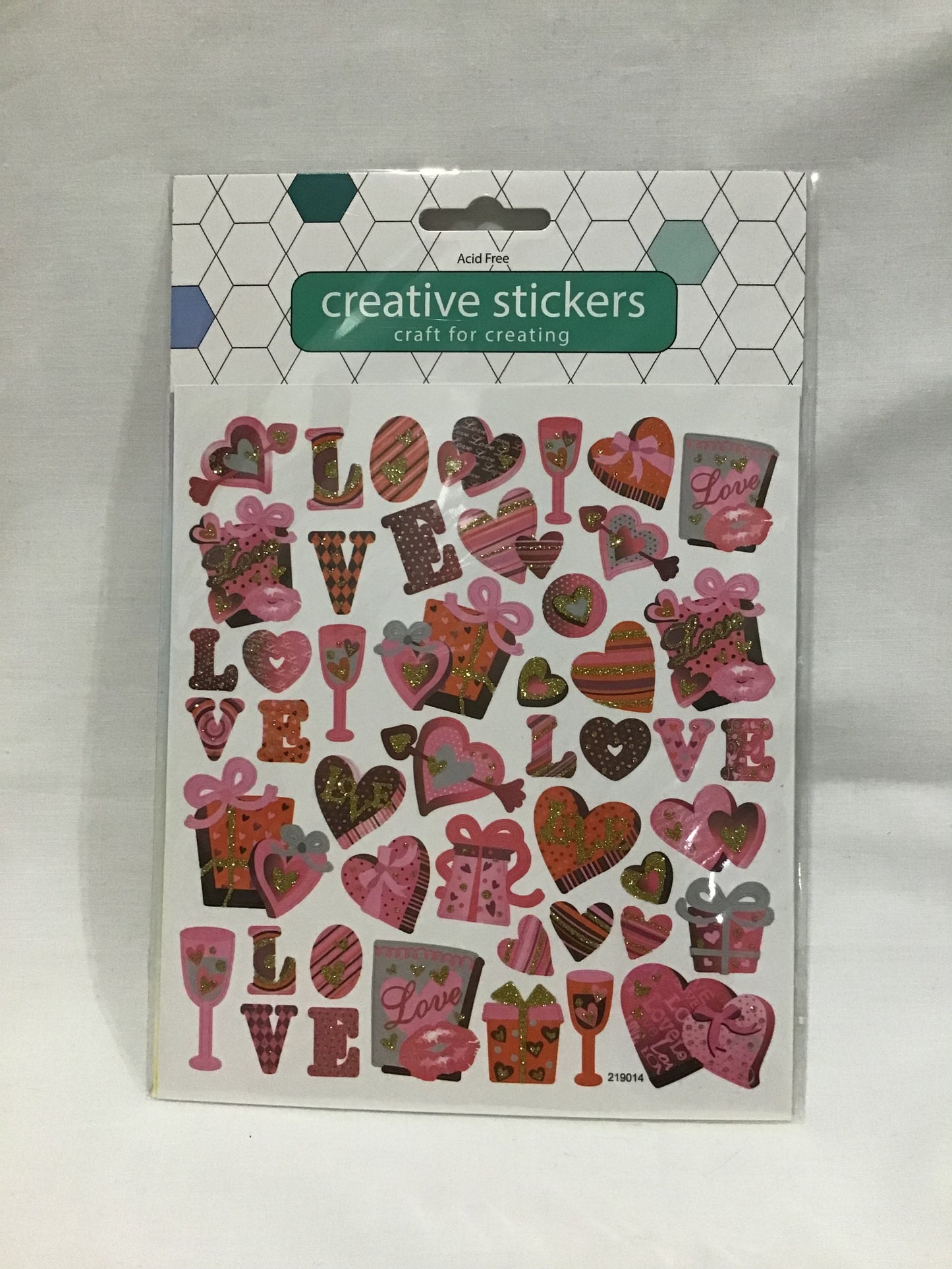 Creative Stickers - Glitter Love and Hearts - 1 sheet