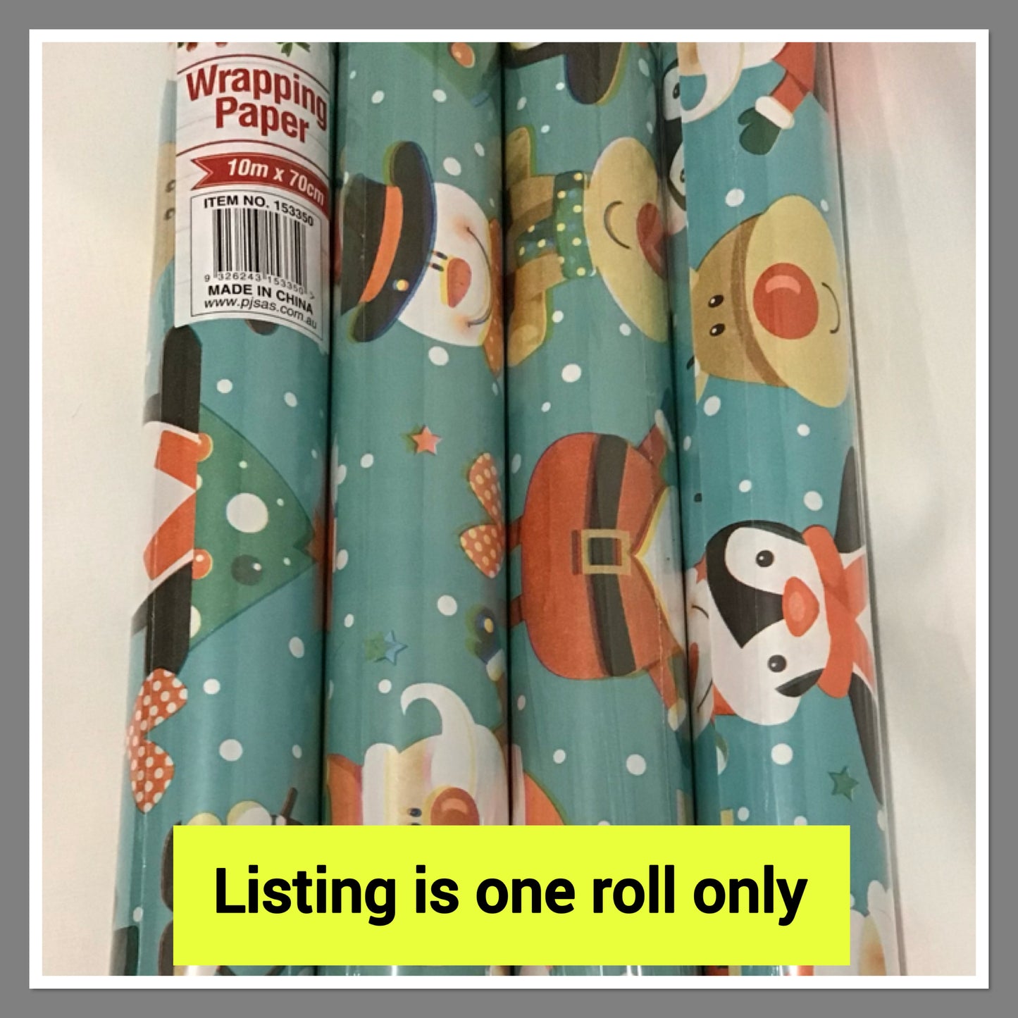 Christmas Wrap - One roll - Design #6 - 10m x 70cm