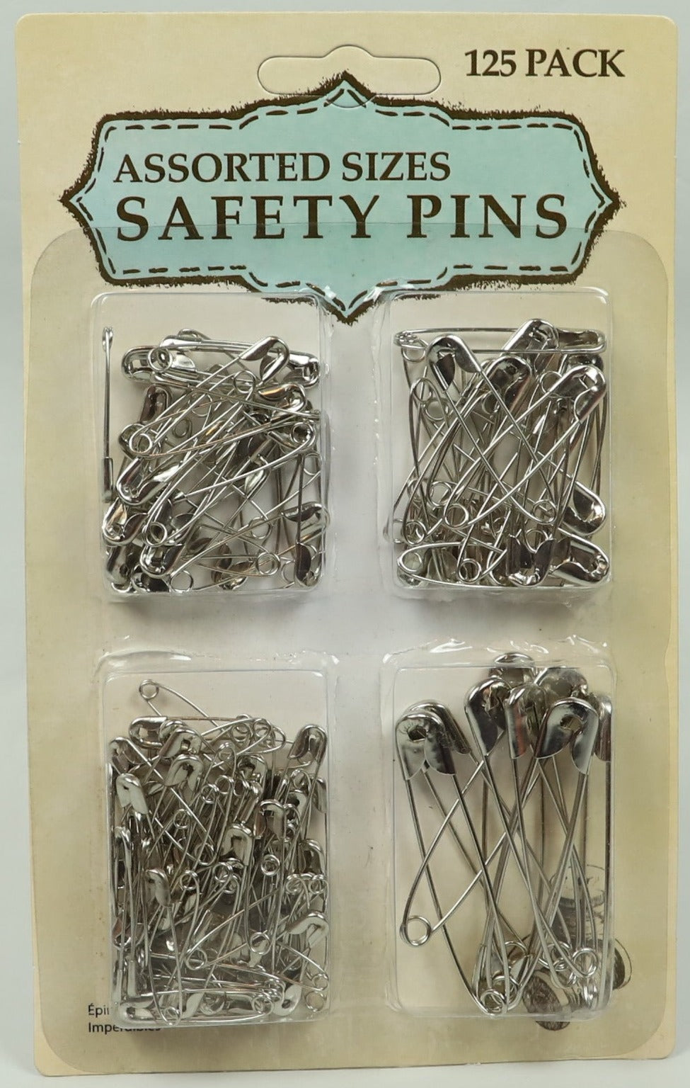 Safety Pins - Silver - Assorted Sizes - 125 pack
