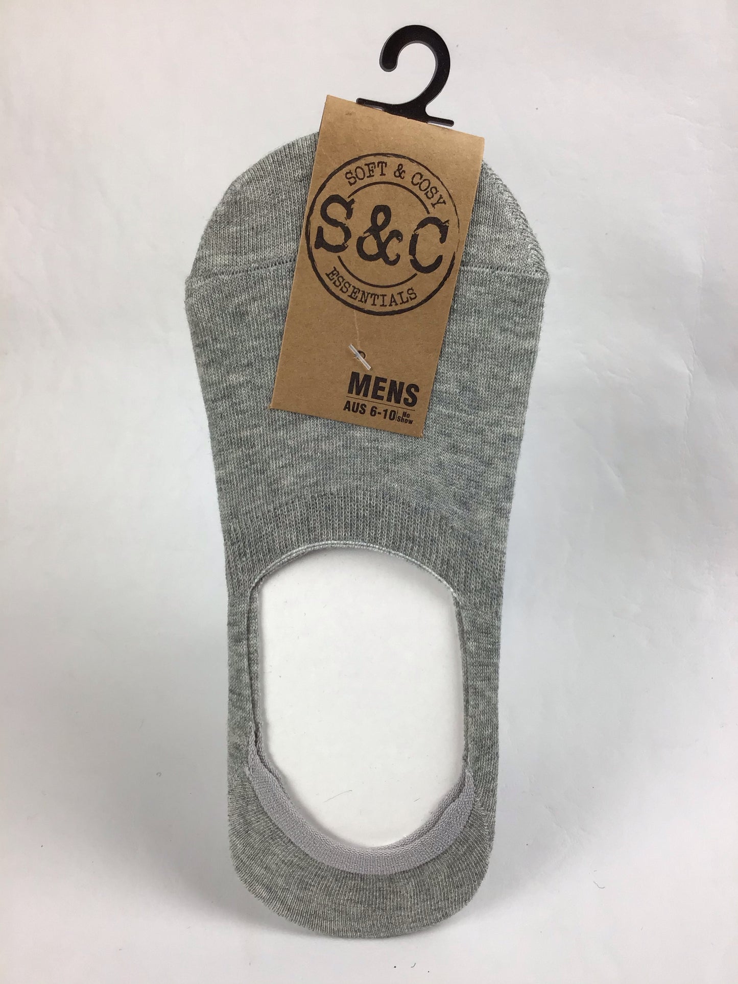 Soft and Cosy - No Show Socks - Men’s - Size 6-10 - Grey