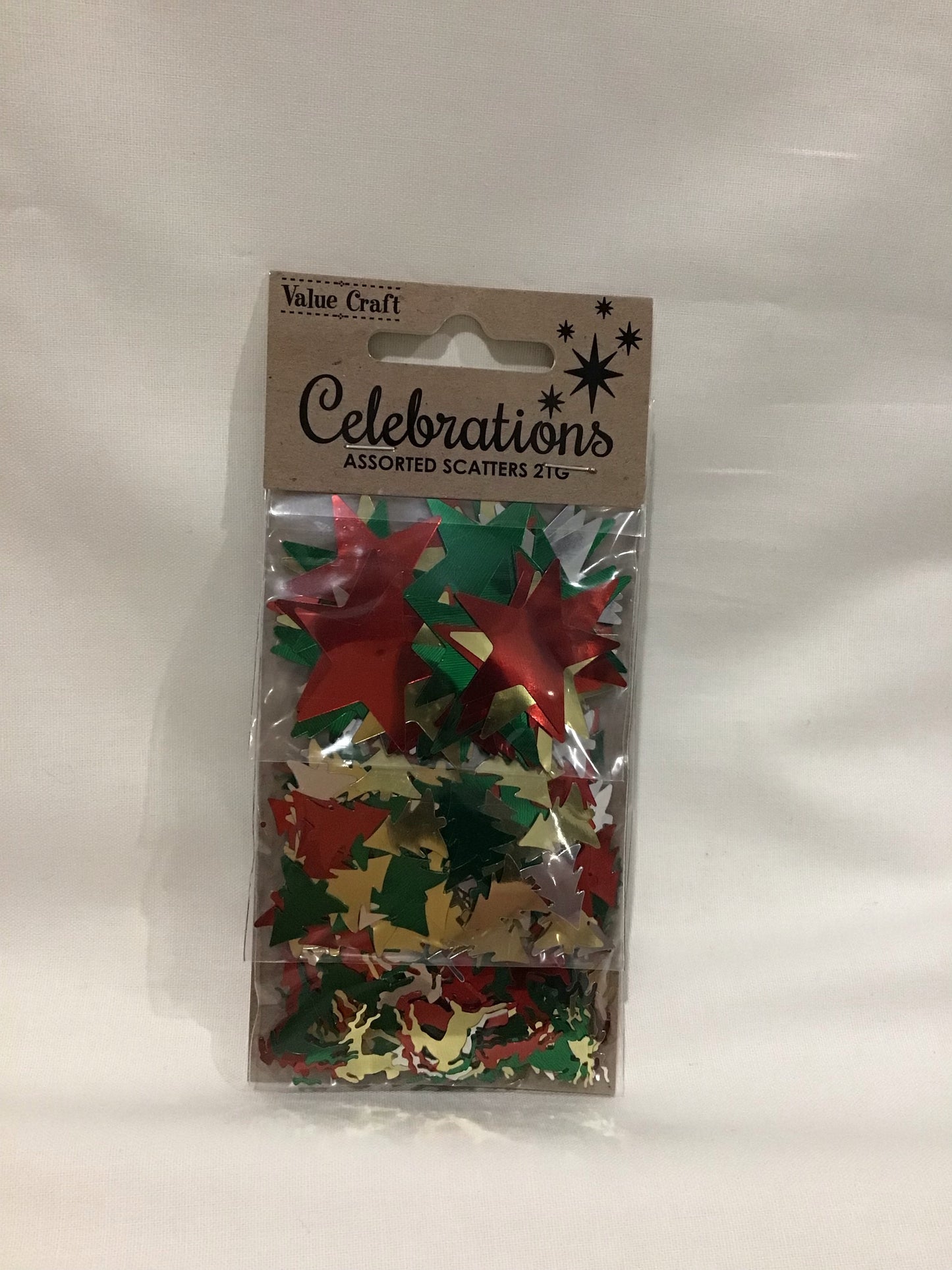 Celebrations Christmas Scatters Stars/Trees/Deers - Red/Green/Gold/Silver 21g