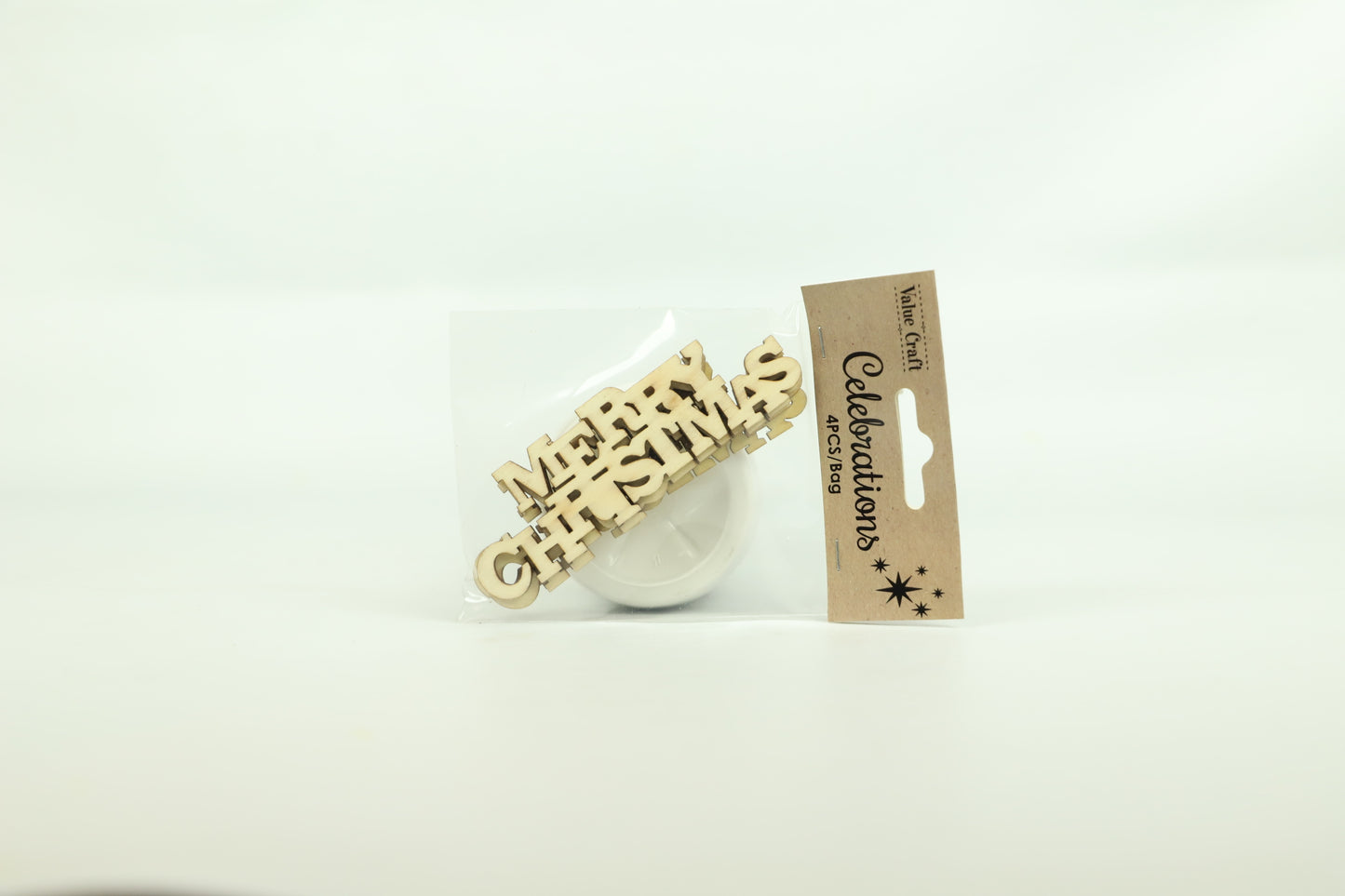 Celebrations Wooden Merry Christmas Natural 4 pc