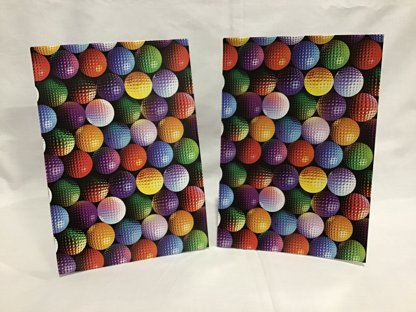 Wrapping Paper Sheets 2x Coloured Golf balls on Black 70cm x 50cm