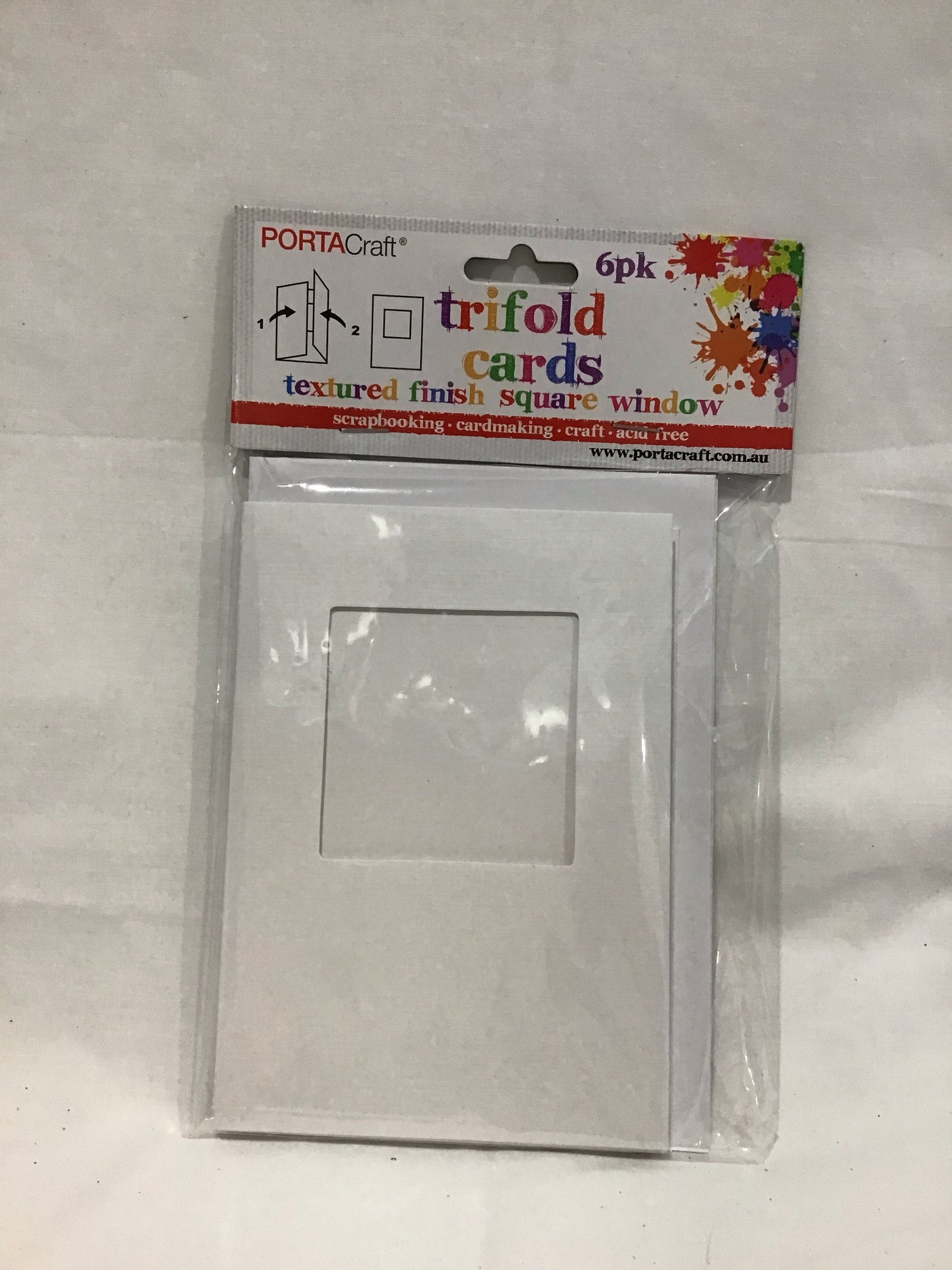 Trifold Cards and Envelopes with Square Window - White - 6 sets