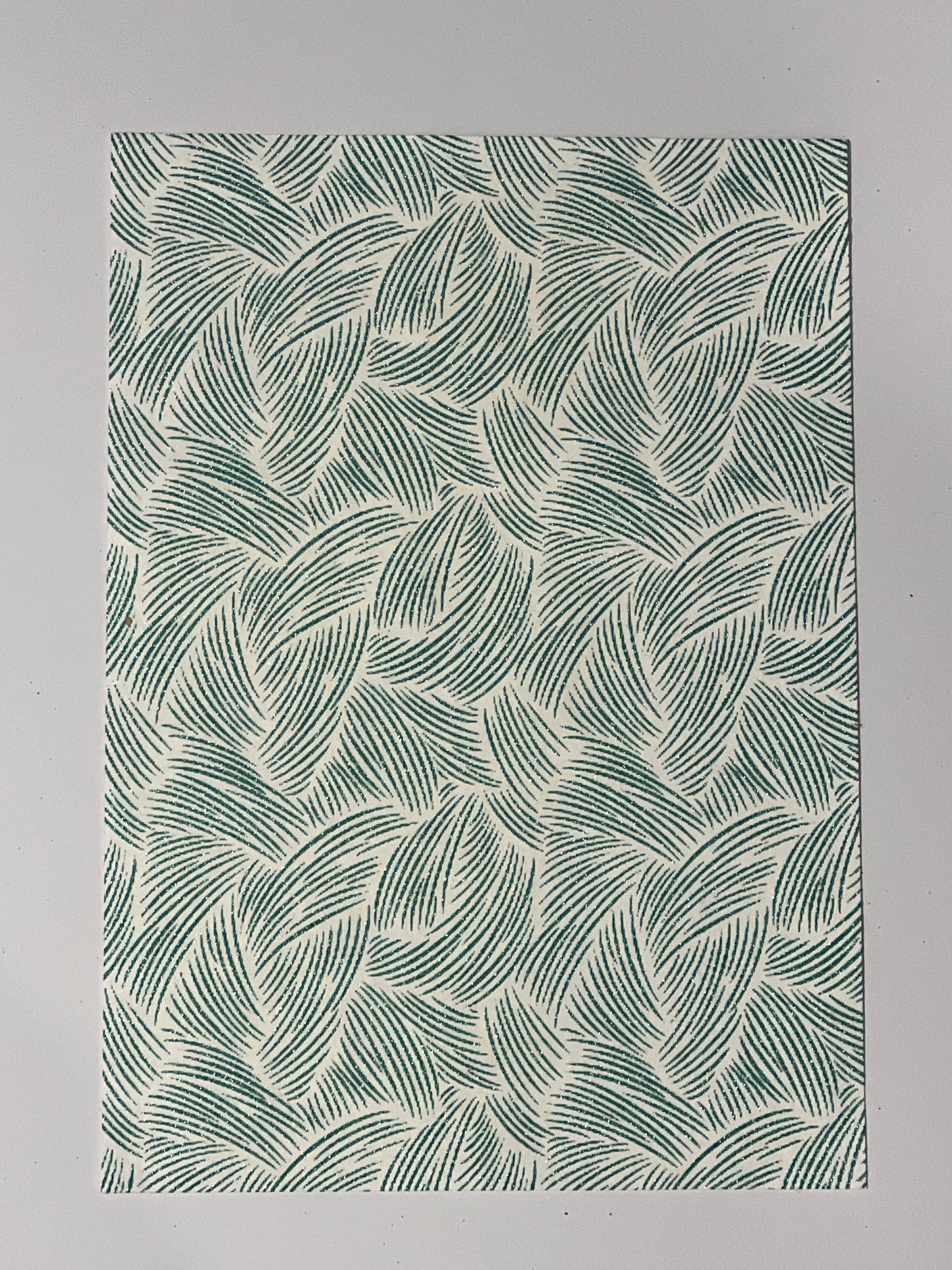 Specialty Paper 1 x A4 Handmade White/Emerald Glitter Weave Print Paper