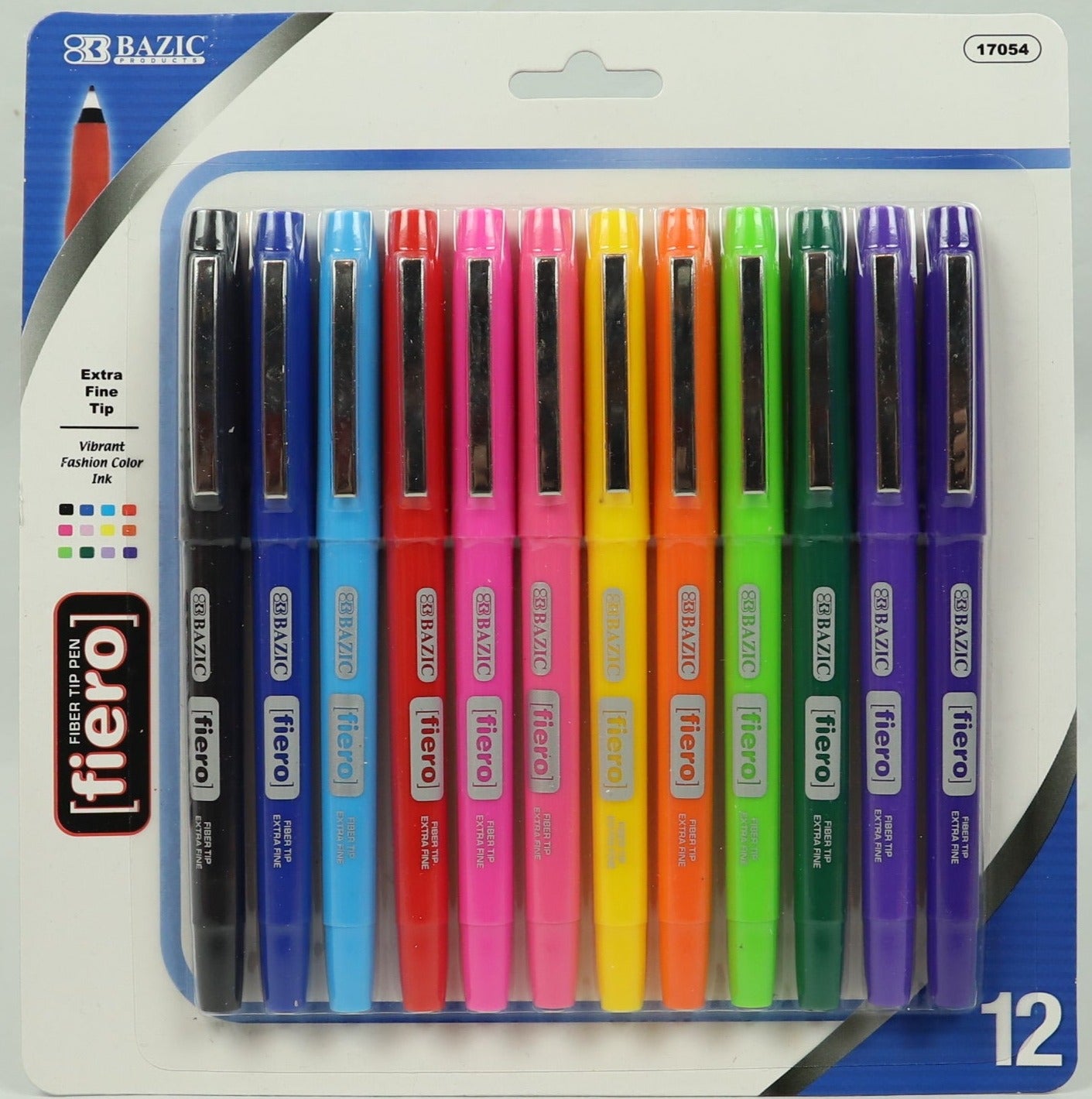 Bazic Fine Liners - Assorted Colours - 12 pack