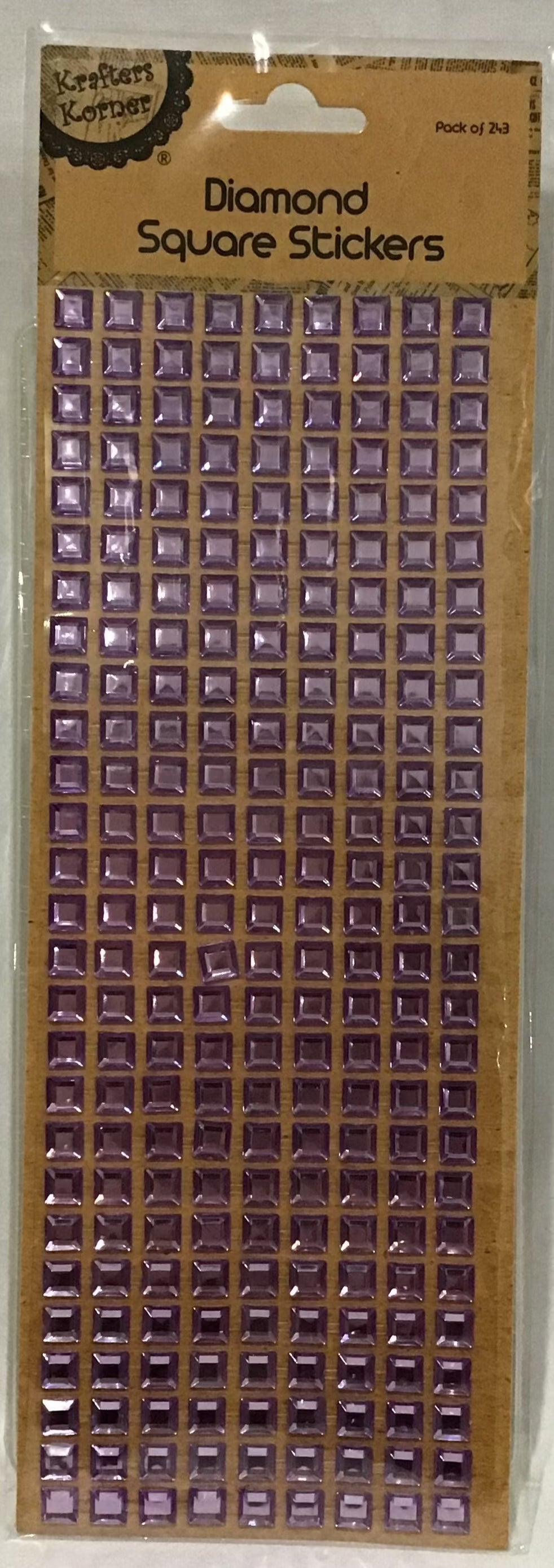 Diamond Squares Adhesive Stickers - 8mm - Mauve