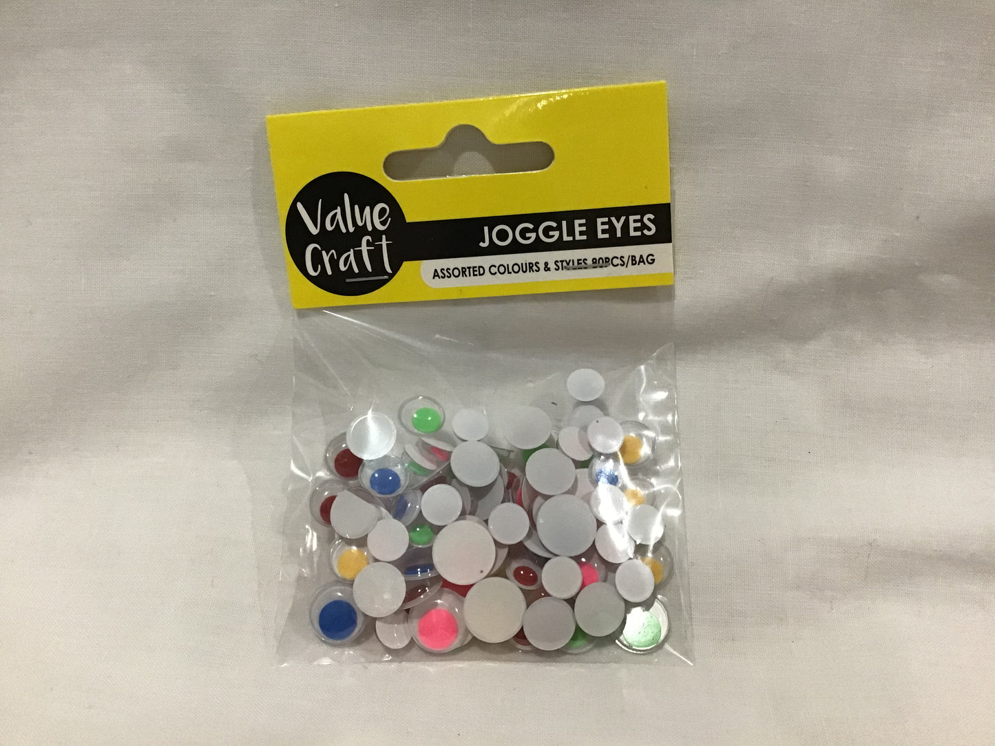 Joggle Eyes (Googly) - 12mm, 10mm, 8mm - Assorted Neon Colours - 80pc