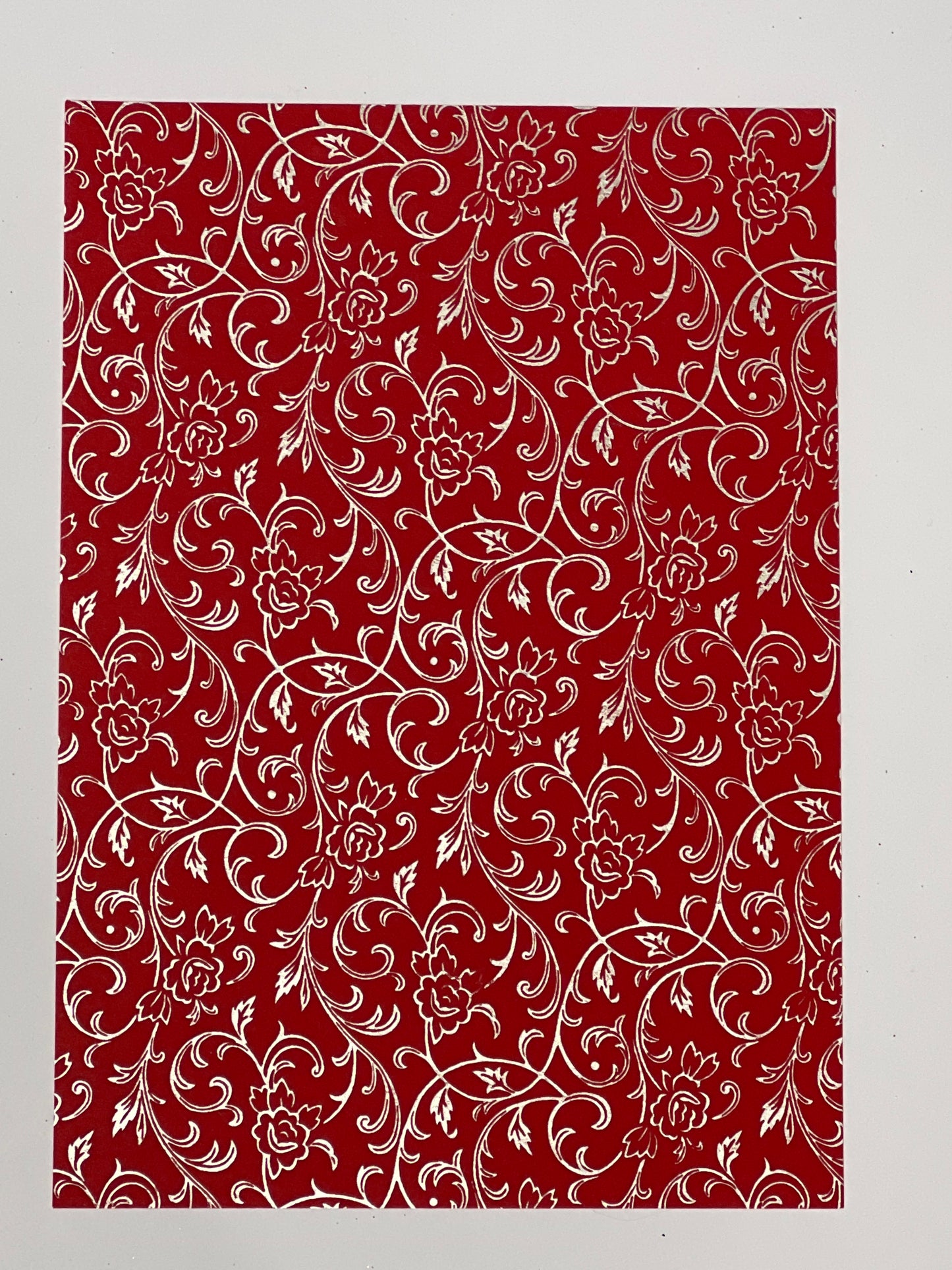Specialty Paper 1 x A4 Handmade (lightweight) Red/White Paisley