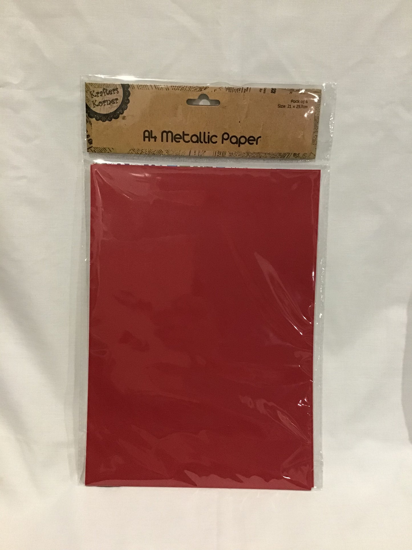 A4 Metallic Paper (Lightweight Card) Pack of 6 - Red