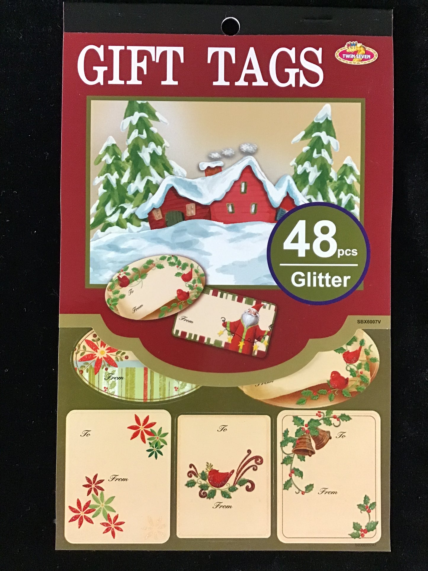 Christmas Glitter Gift Tags - 48 pieces