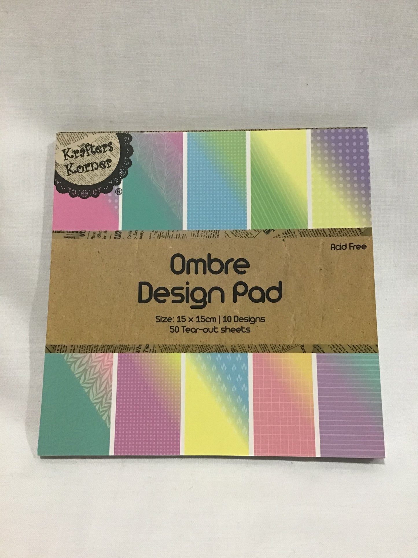 Scrapbooking Ombre Paper Pad #1 - 50 sheets - 10 designs - 15x15cm