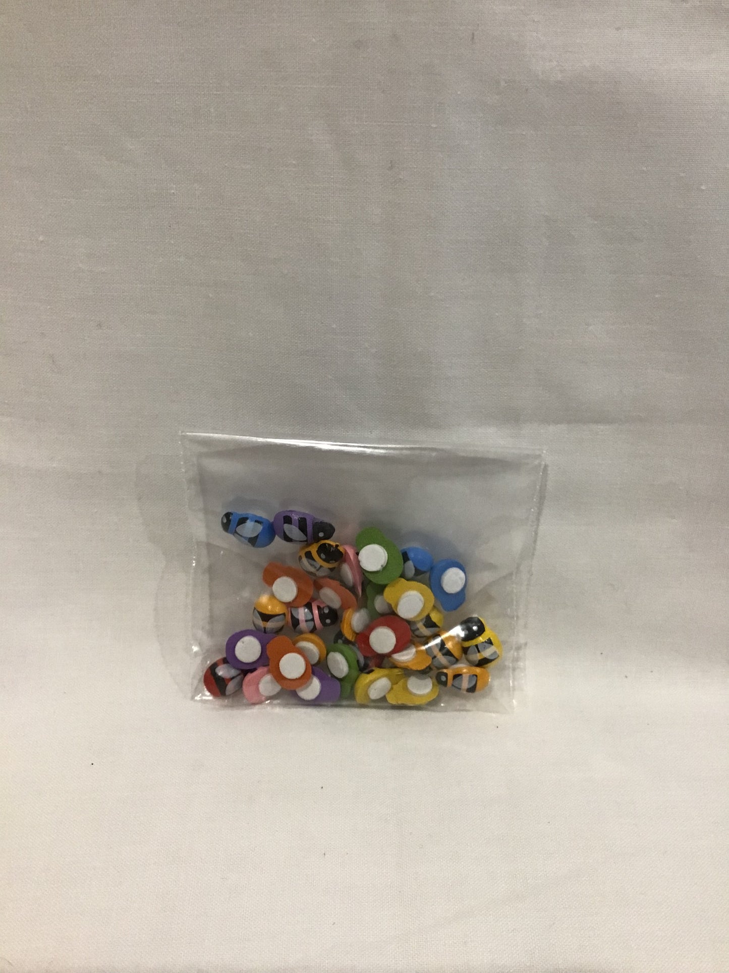 Mini Wooden Bees - 7 Colours - Adhesive - Pack of 30