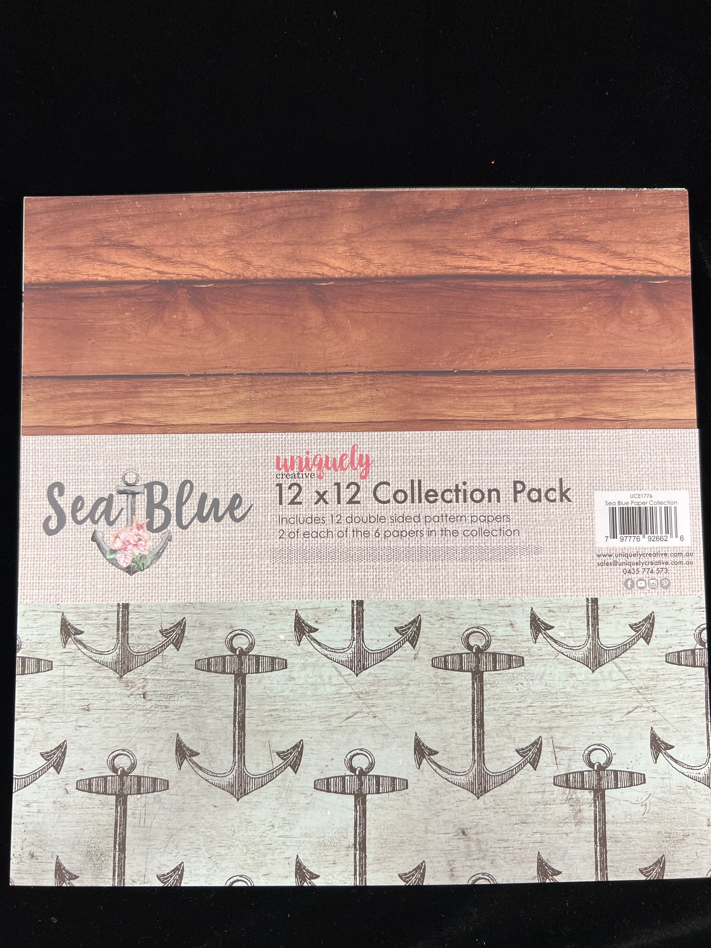 Sea Blue Paper Set pack - 12x Double sided sheets - 30.5x30.5cm
