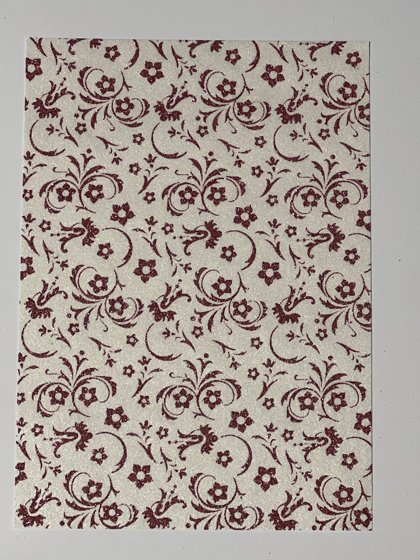 Specialty Paper 3x A4 Handmade White/Red Glitter Flowers/Leaves