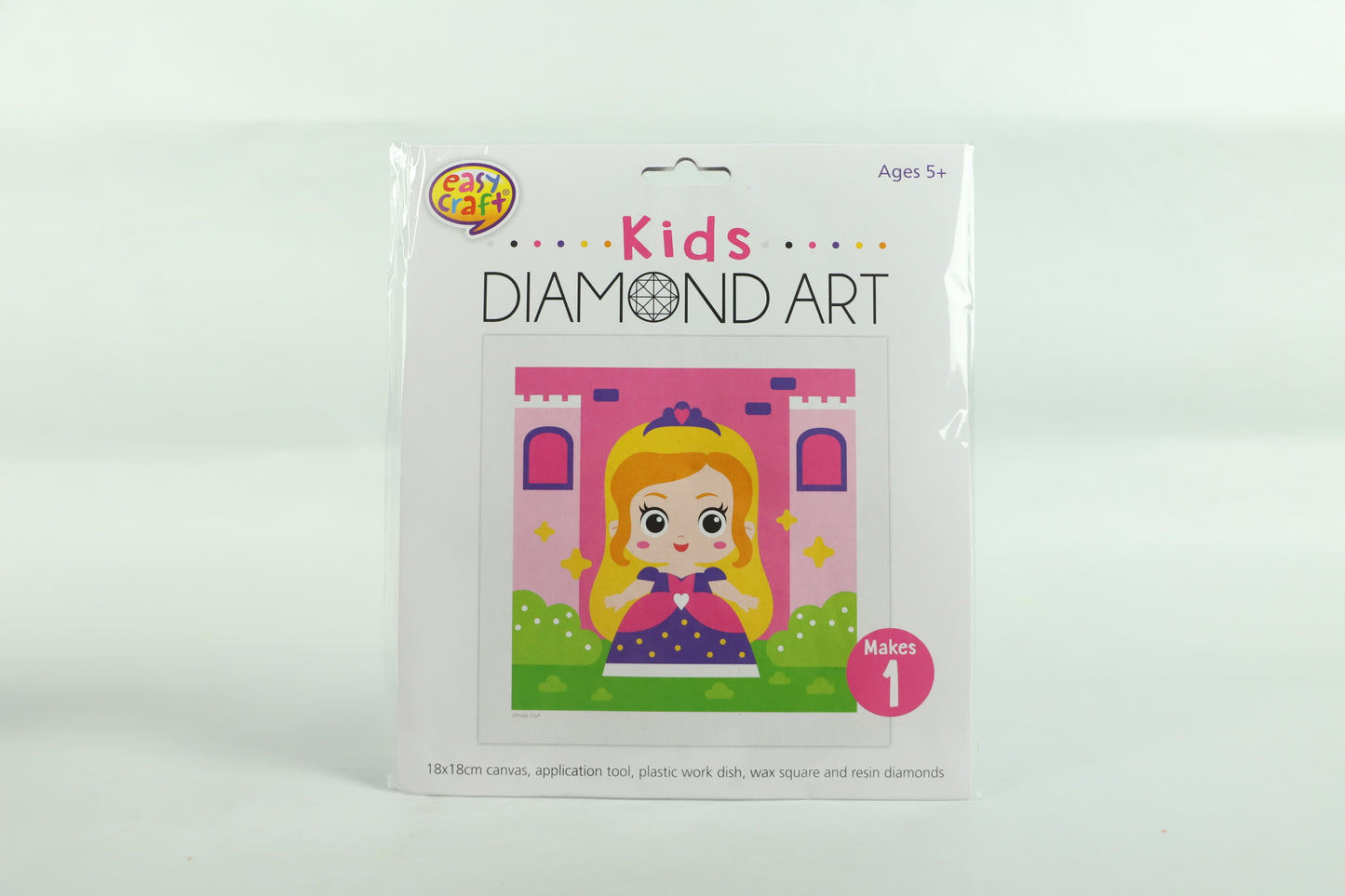 Kids Diamond Art - Princess - Size: 18x18cm Canvas - Makes 1