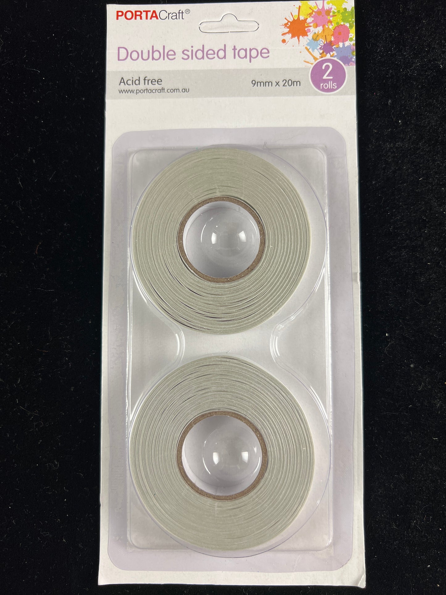 Porta Craft Double Sided Tape 2pk Assorted Length- 9mm x 20m