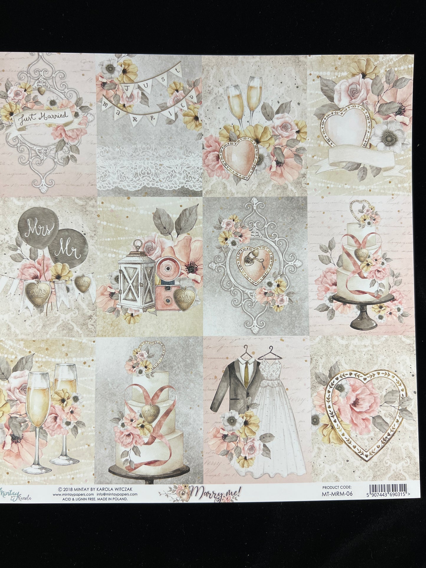 Marry Me - 1x Double sided sheet - 30.5 x 30.5cm