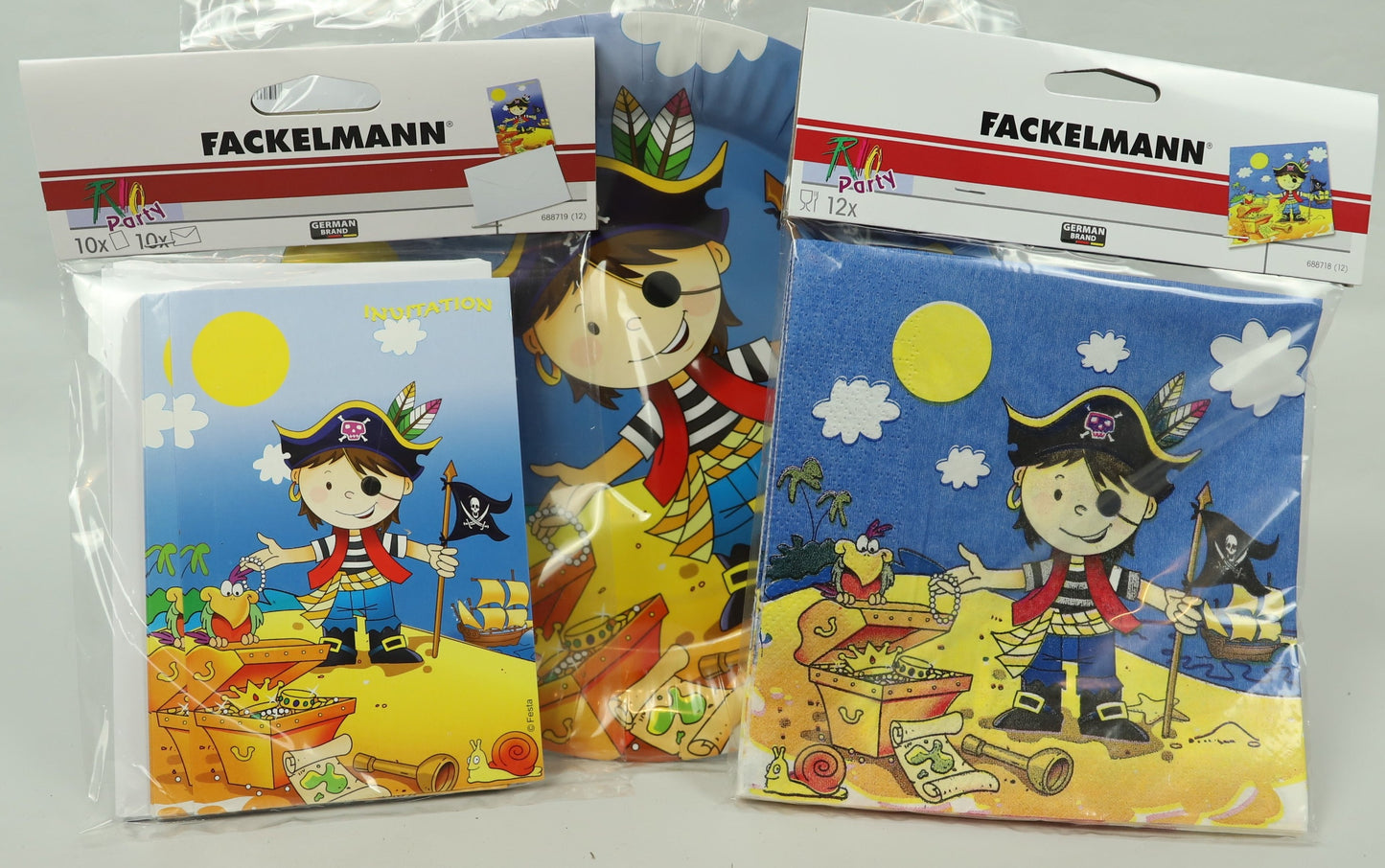 Pirate Theme Party Pack - 2x packs Plates, 1x pack Invitations, 1x pack Napkins