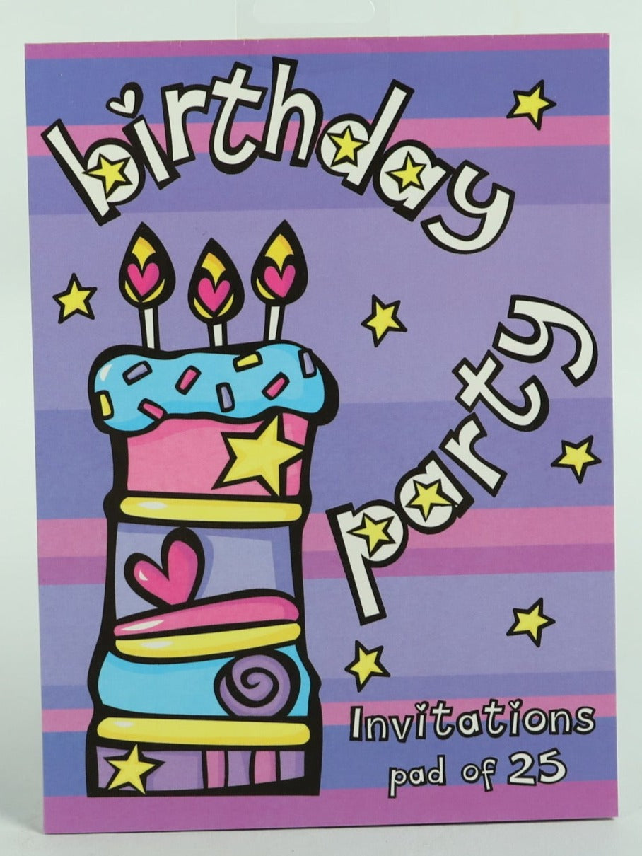 Birthday Party Invitations - Funky Cake Theme - Pad of 25