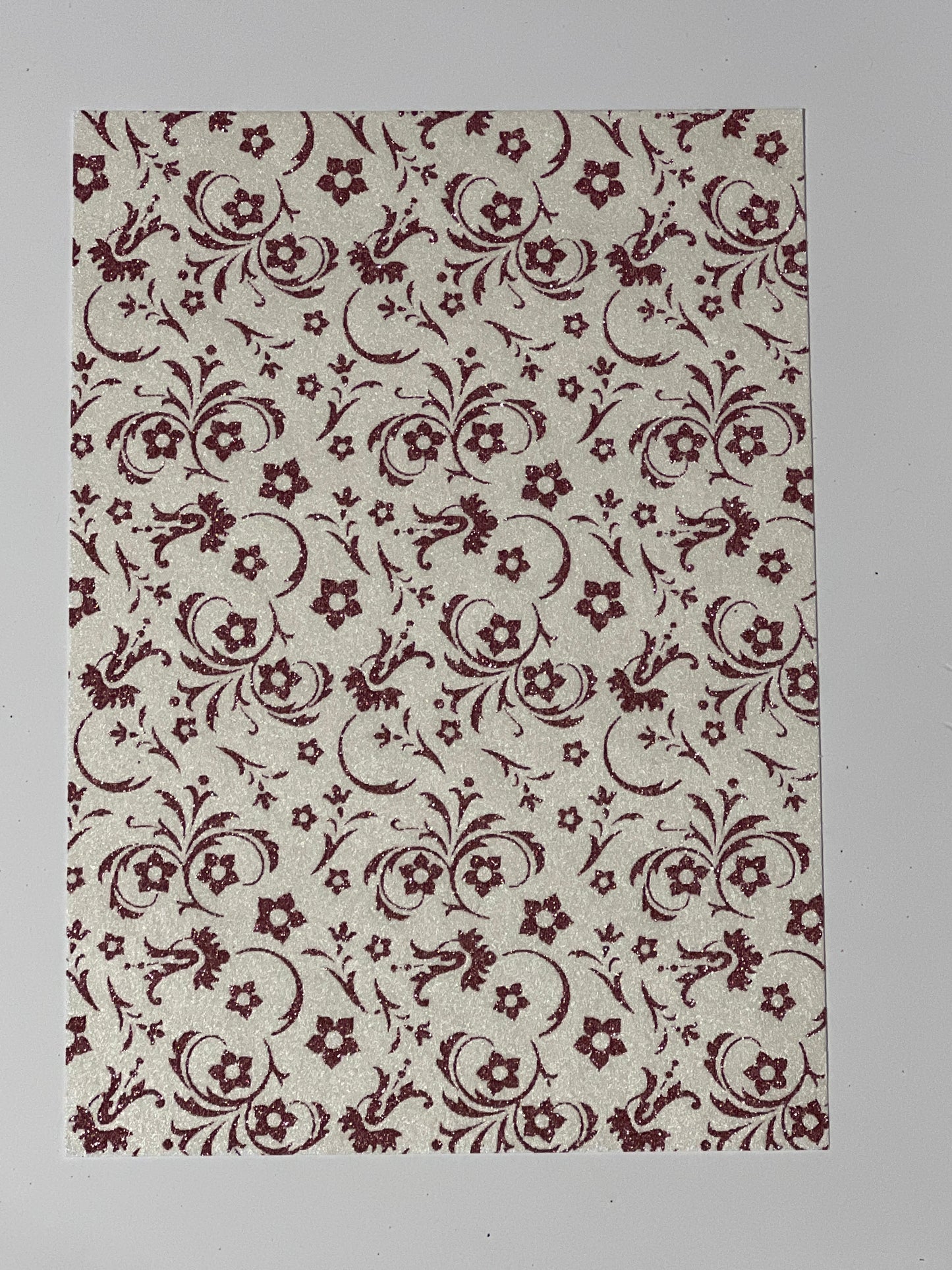 Specialty Paper 1 x A4 Handmade White/Red Glitter Flowers/Leaves