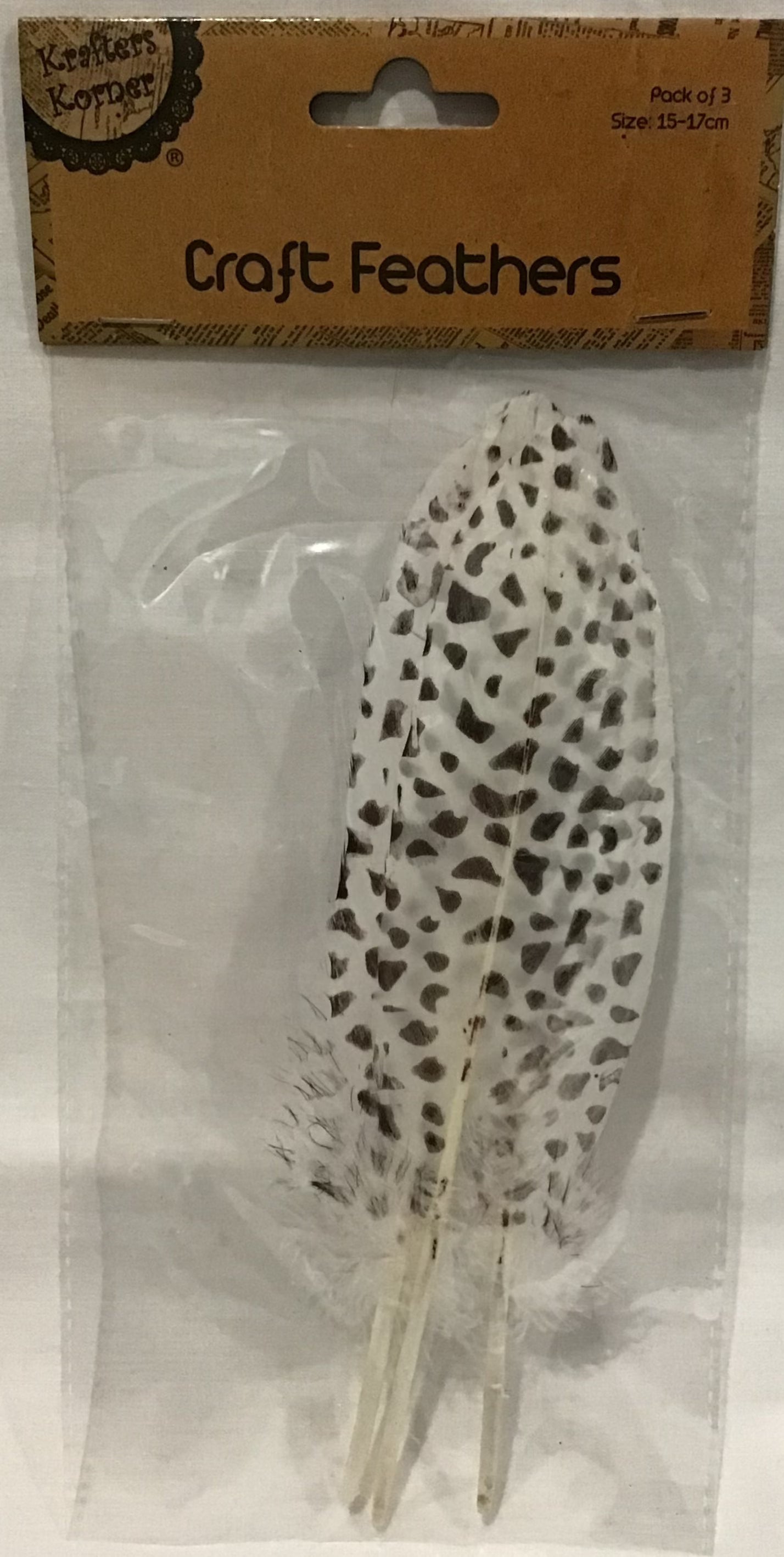 Craft Feathers - Cream with Brown Marks - 3 pack