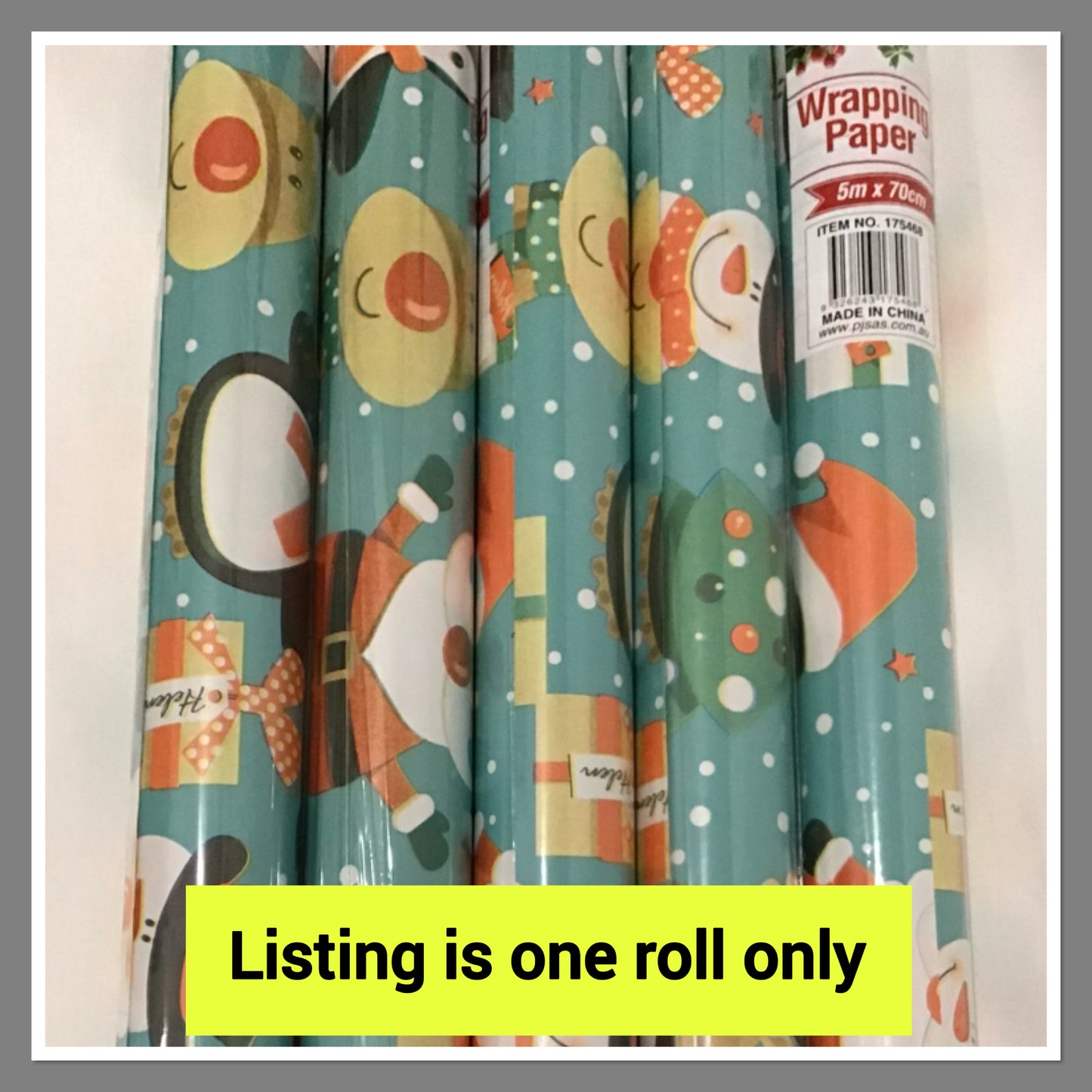 Christmas Wrap - One roll - Design #6 - 5m x 70cm