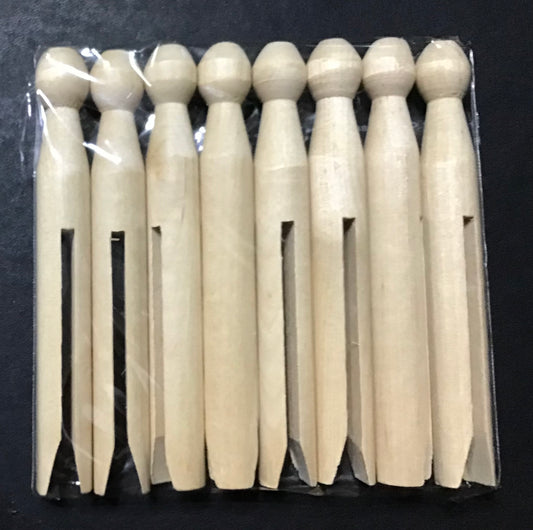 Wooden Dolly Pegs - Natural - 8 pk