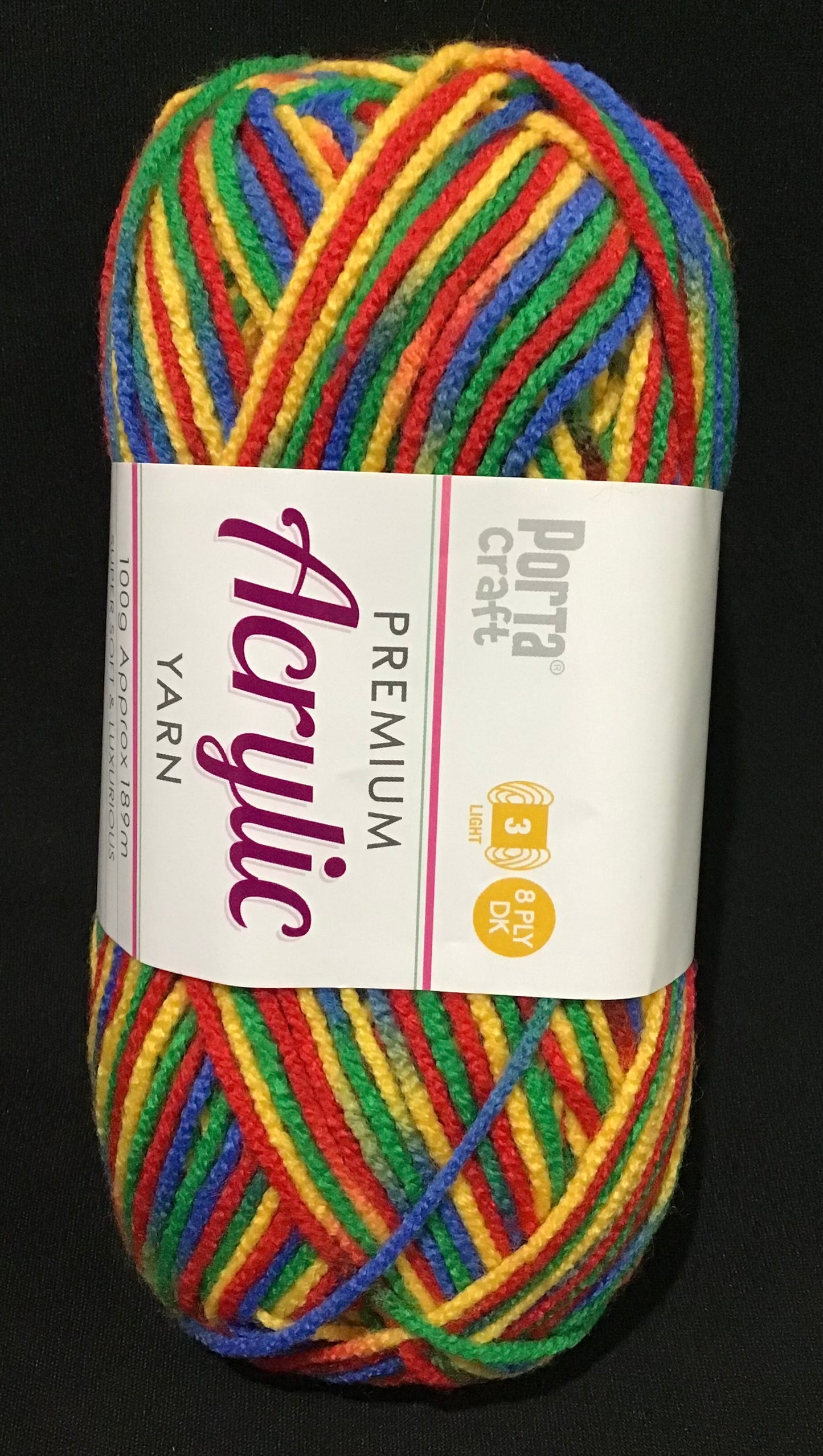 Porta Craft Yarn - 8 Ply - Multi Retro Lego - 100g - 100% Acrylic