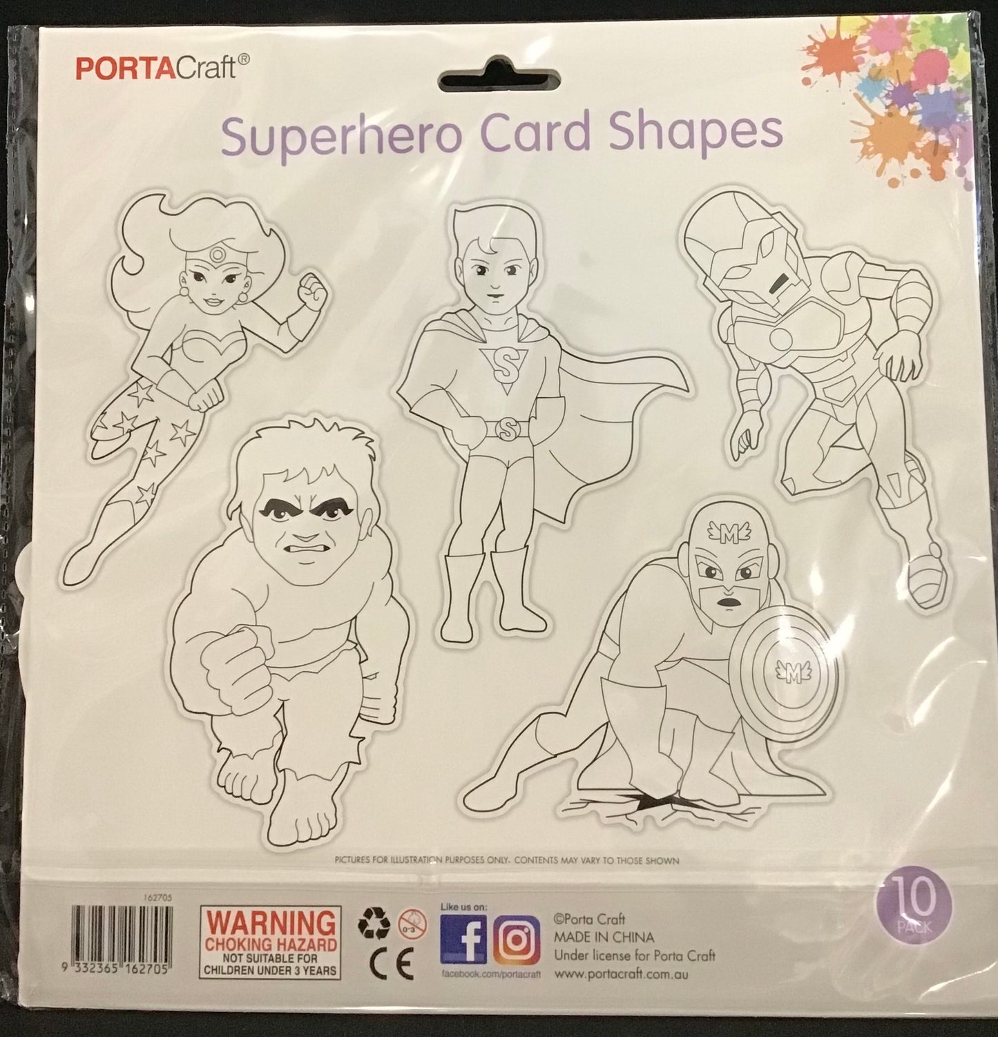 Superhero Card Shapes - 10 pack