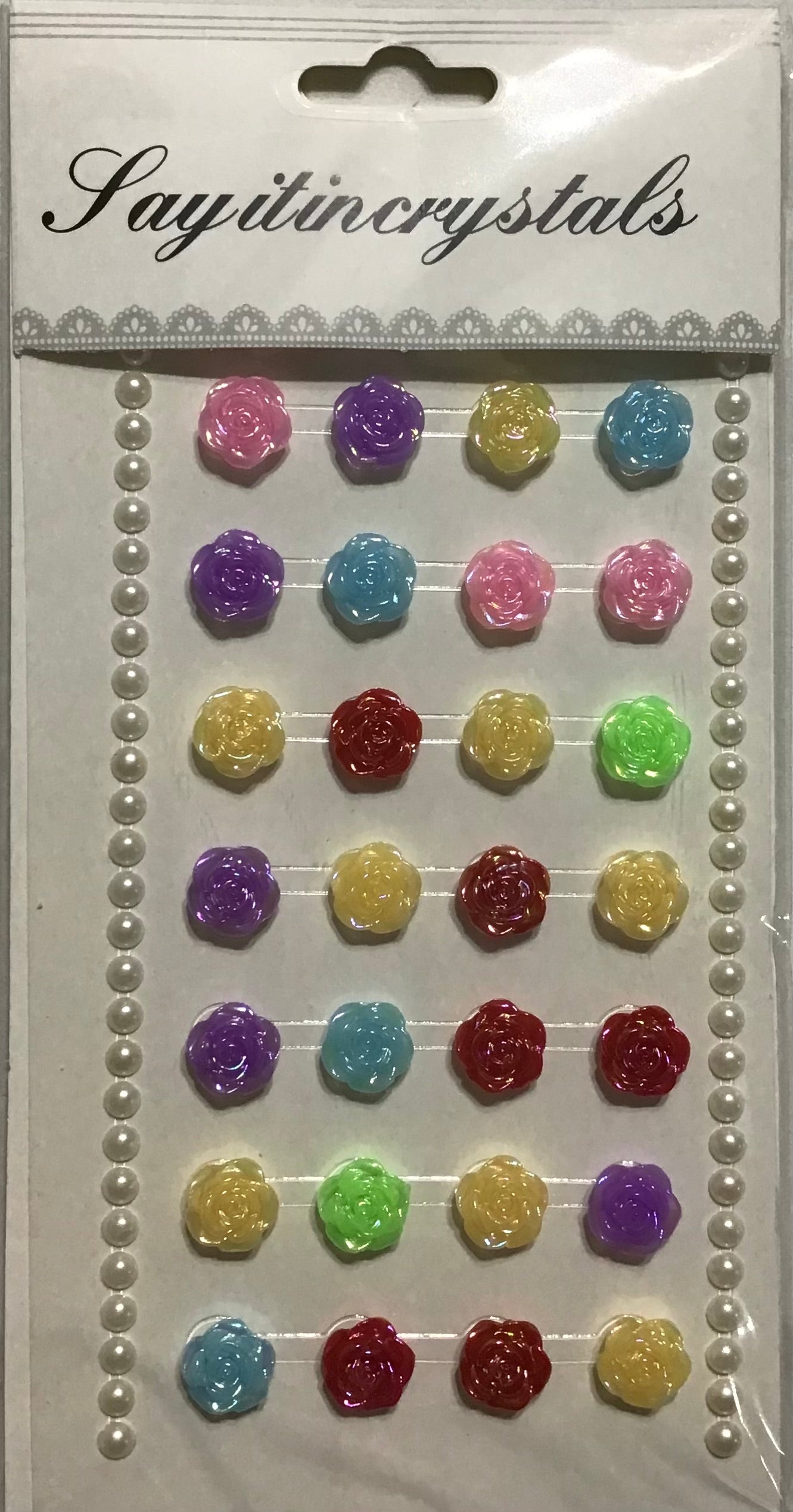 Rhinestones Flowers - Assorted - plus Pearl rhinestones- 1x Sheet