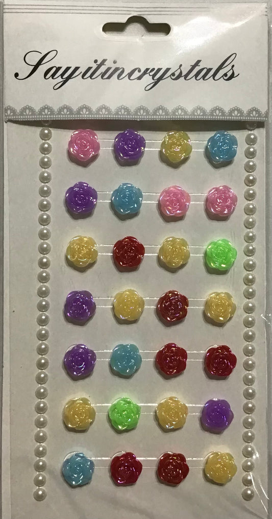 Rhinestones Flowers - Assorted - plus Pearl rhinestones- 1x Sheet