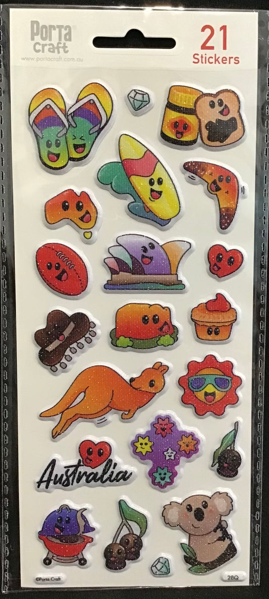 Aussie Puffy Theme Stickers - 21 pack