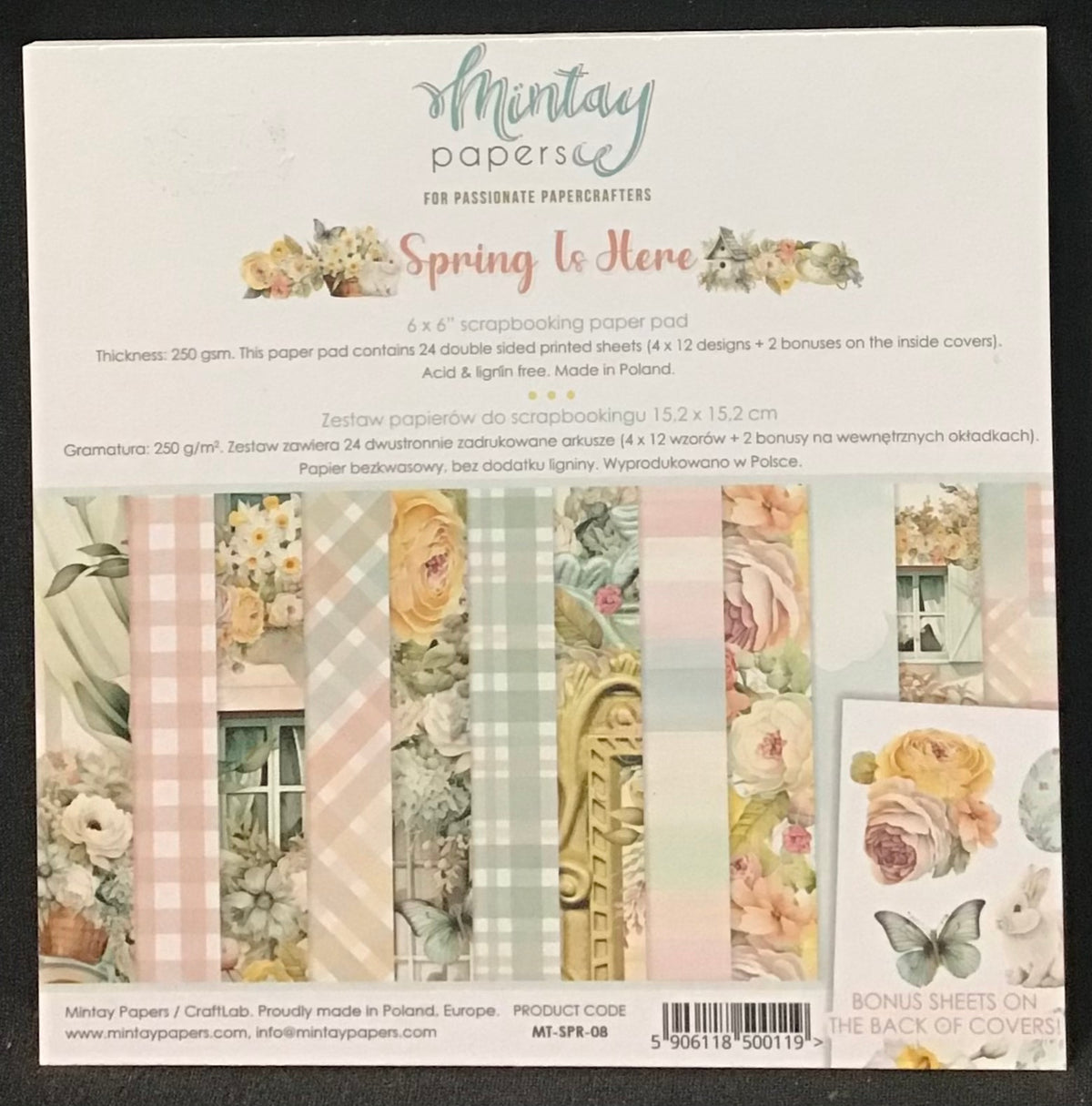Spring is Here Paper Pad - 24x Double sided sheets - 15.2x15.2cm