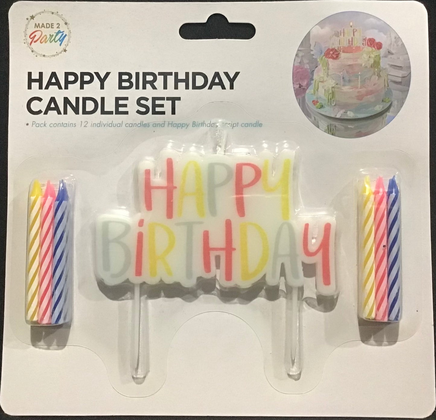 Happy Birthday Candle plus 11 Candles - 12pk - Pink/Yellow/Blue