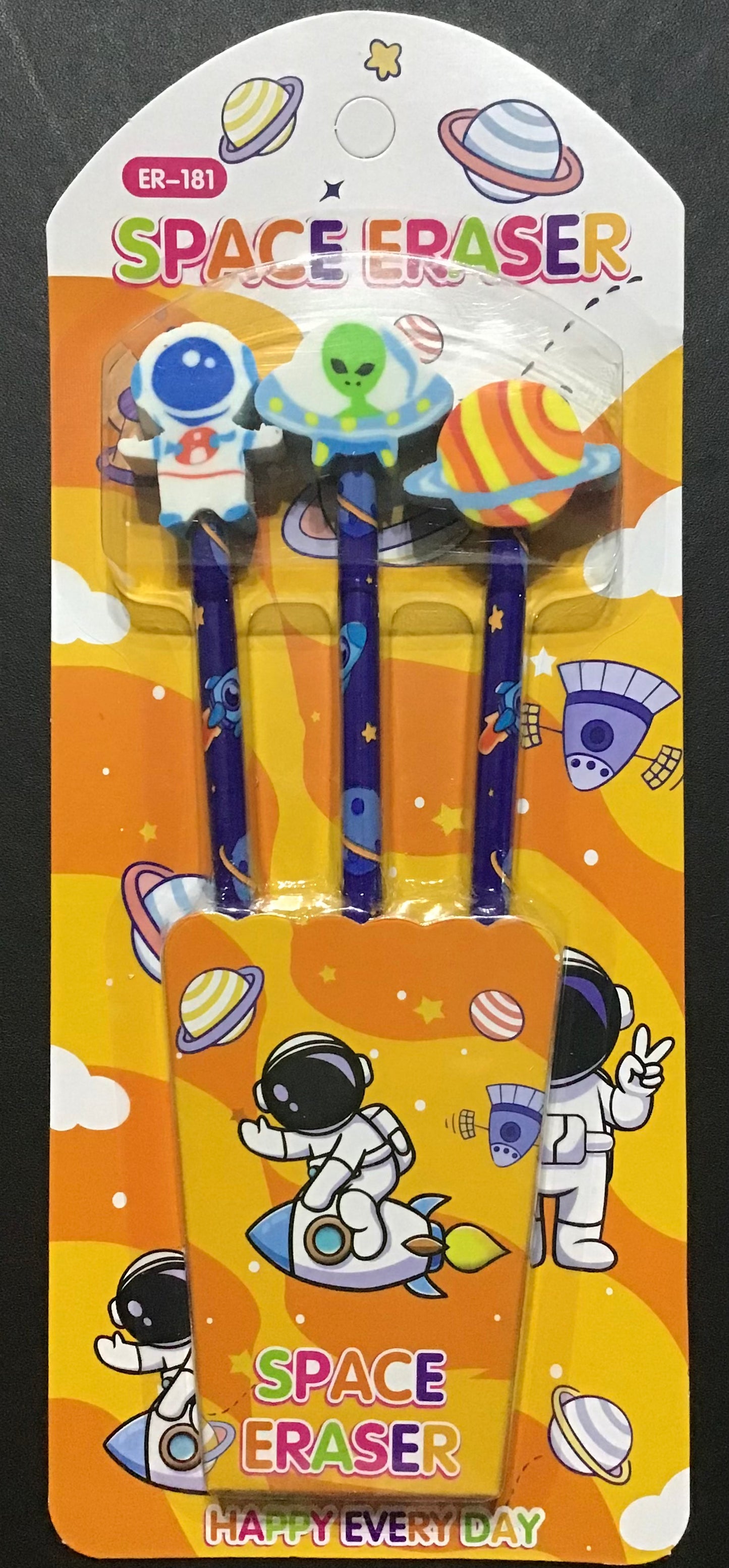 Space Themed Pencil and Eraser Set - 3 pk - #2
