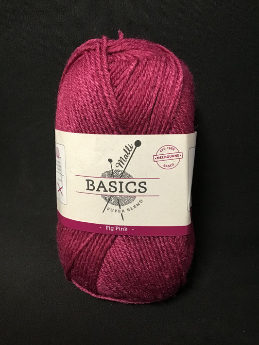 Malli Basics Super Blend Yarn - 8 Ply - Fig Pink - 100g - 100% Acrylic