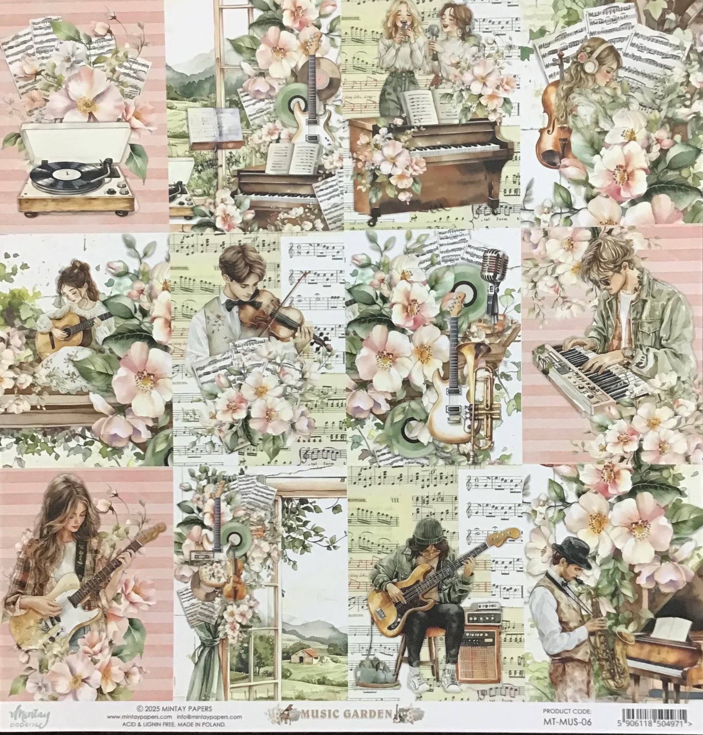 Mintay - Music Garden - 1x Double sided sheet - 30.5x30.5cm