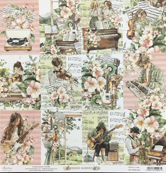 Mintay - Music Garden - 1x Double sided sheet - 30.5x30.5cm