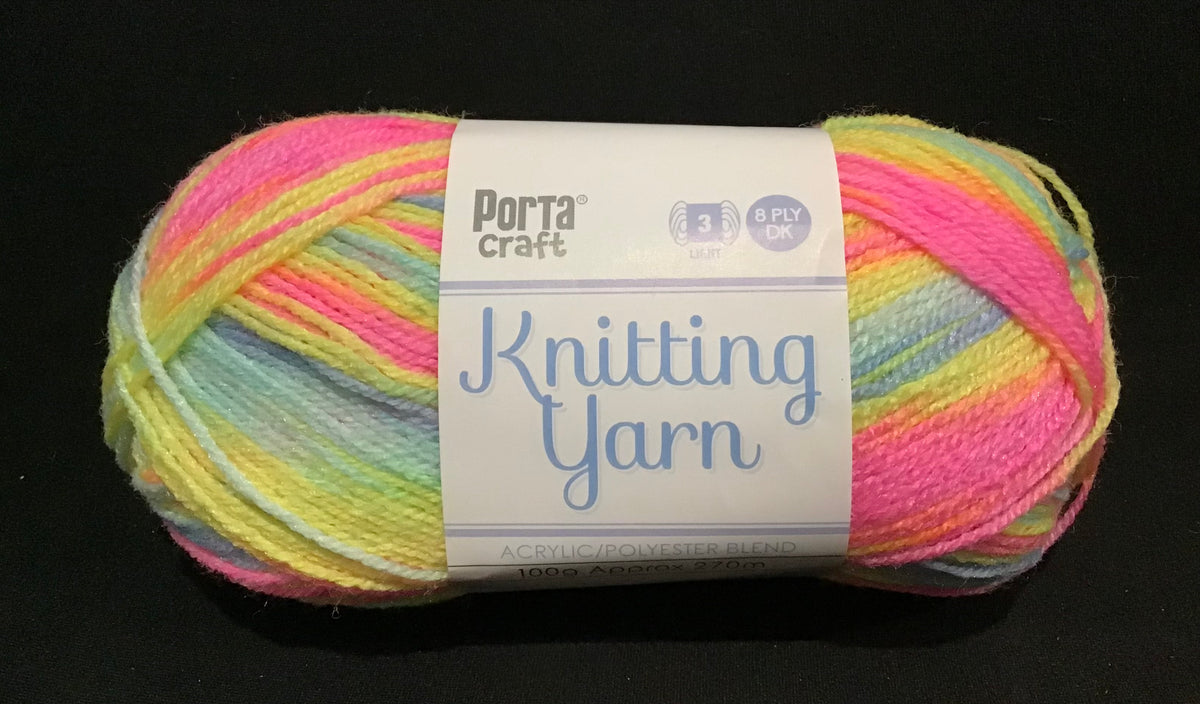 Porta Craft Yarn - 8 Ply - Multi Bubblegum - 100g - 100% Acrylic