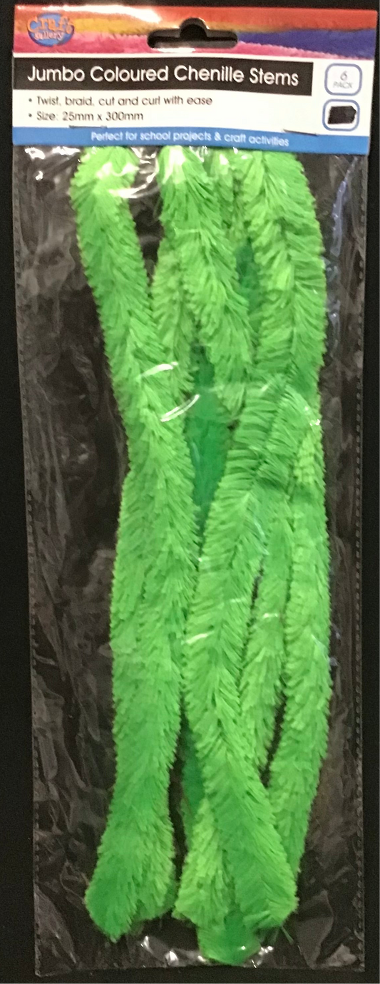Pipe Cleaners Jumbo - Green - Pack of 6 - 30cm