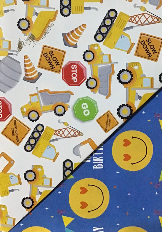 Koala Collection Wrap D/S - 2x Birthday Smiles/Trucks & Diggers - 69x49cm