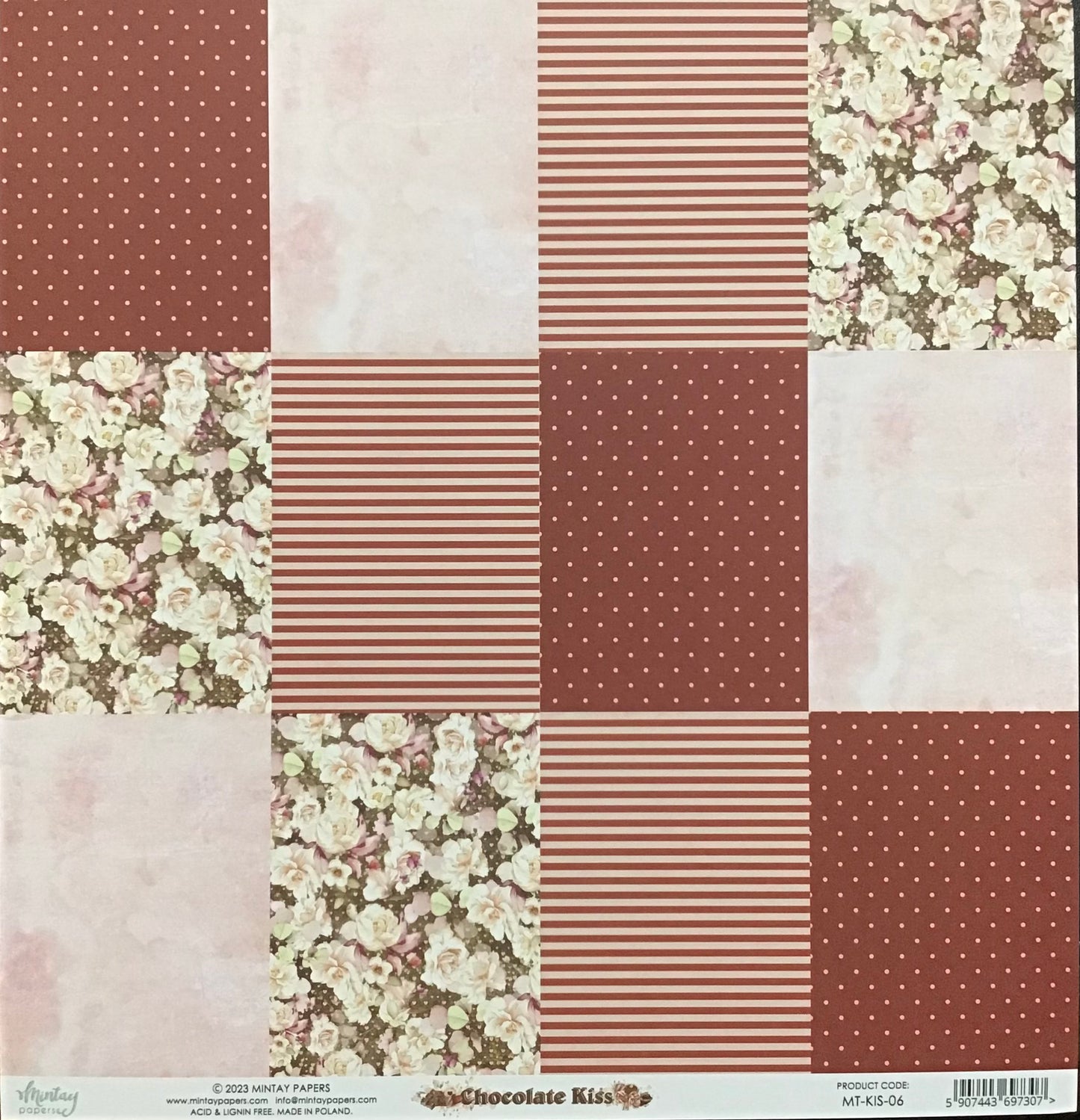 Mintay - Chocolate Kiss - 1x Double sided sheet - 30.5x30.5cm