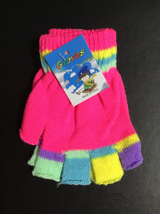 Kids Coloured Fingerless Gloves - Fluro Pink -length approx. 13cm