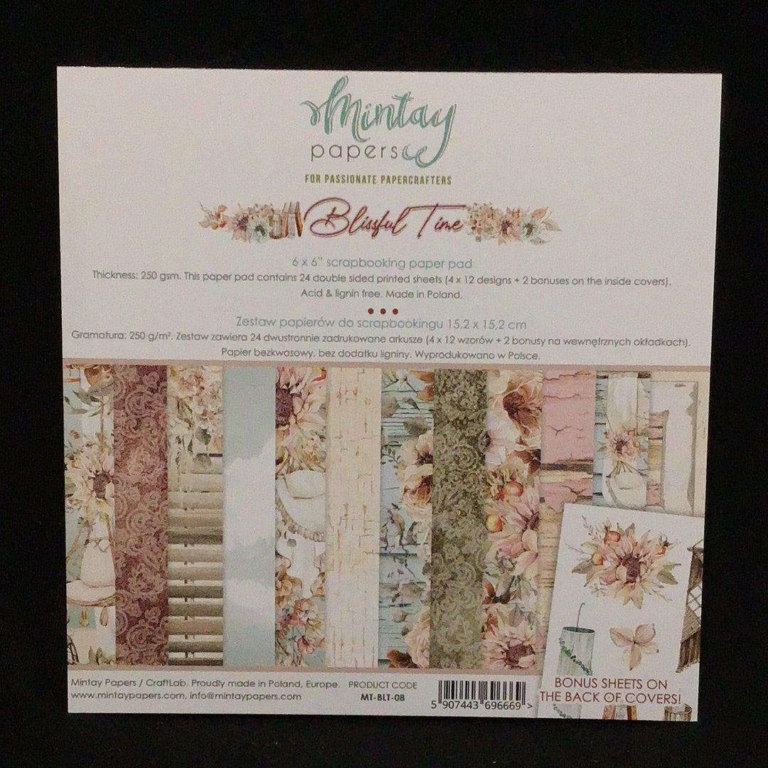 Blissful Time Paper Pad - 24x Double sided sheets - 15.2x15.2cm