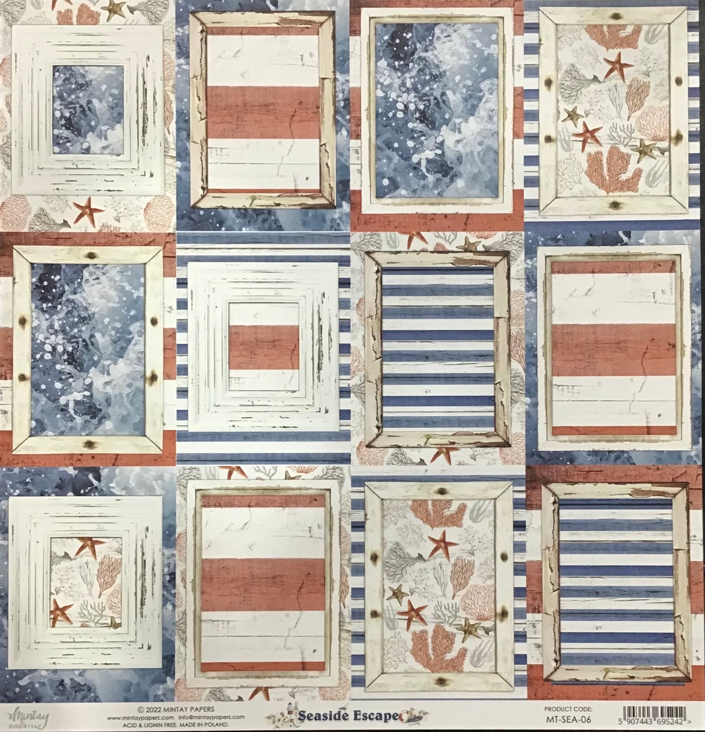 Mintay - Seaside Escape - 1x Double sided sheet - 30.5x30.5cm
