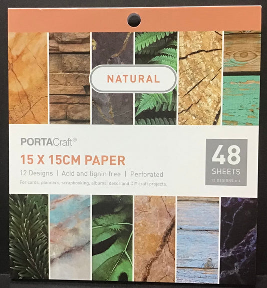 Natural - Scrapbooking Paper Pad - Perforated - 48 sheets - 15x15cm